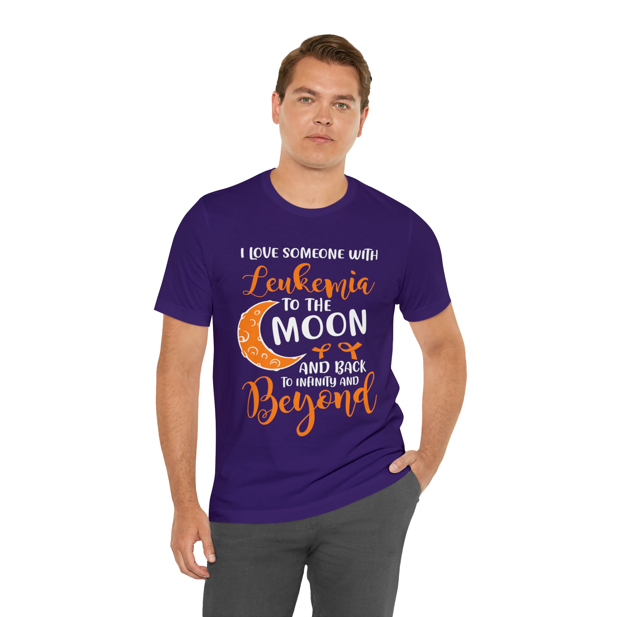 I Love Someone With Leukemia To The Moon And Back - Unisex Jersey Short Sleeve Tee