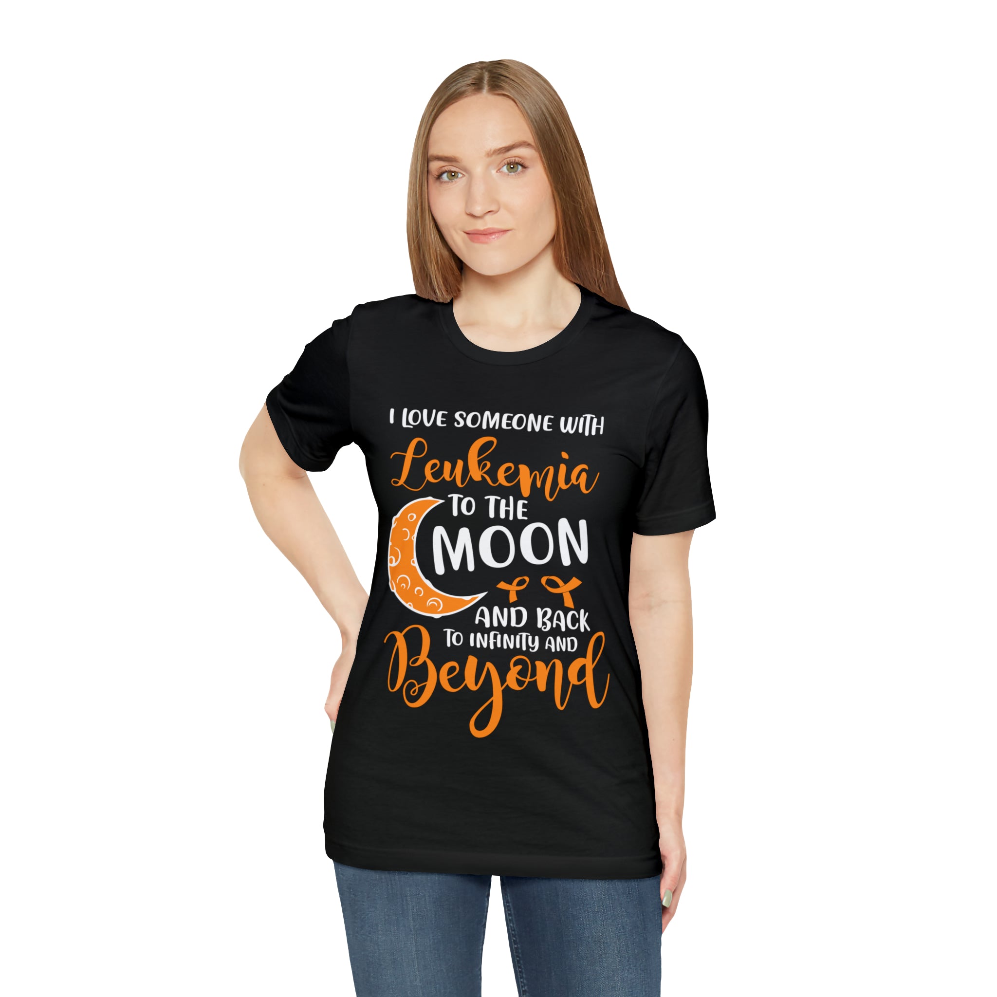 I Love Someone With Leukemia To The Moon And Back - Unisex Jersey Short Sleeve Tee