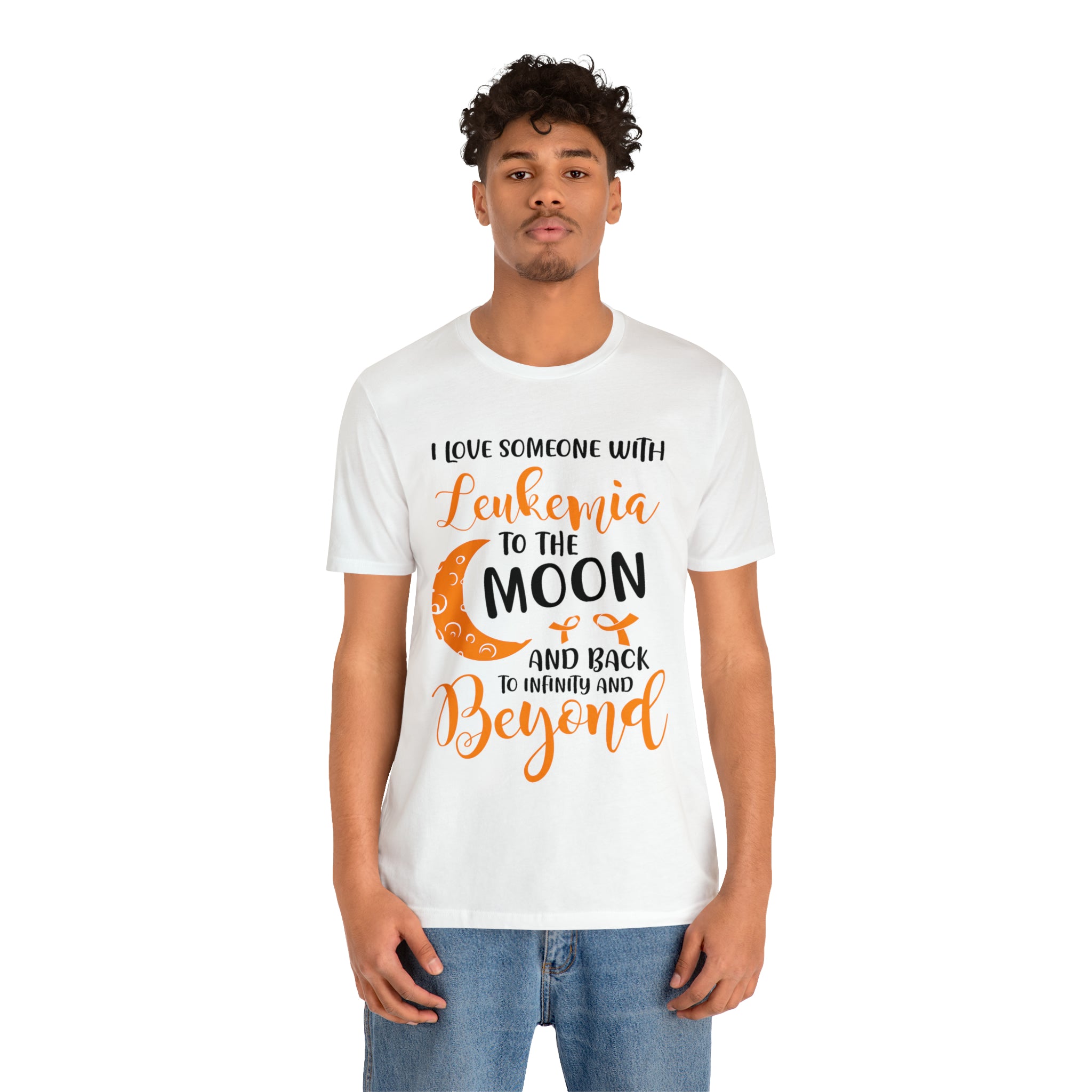 I Love Someone With Leukemia To The Moon And Back - Unisex Jersey Short Sleeve Tee