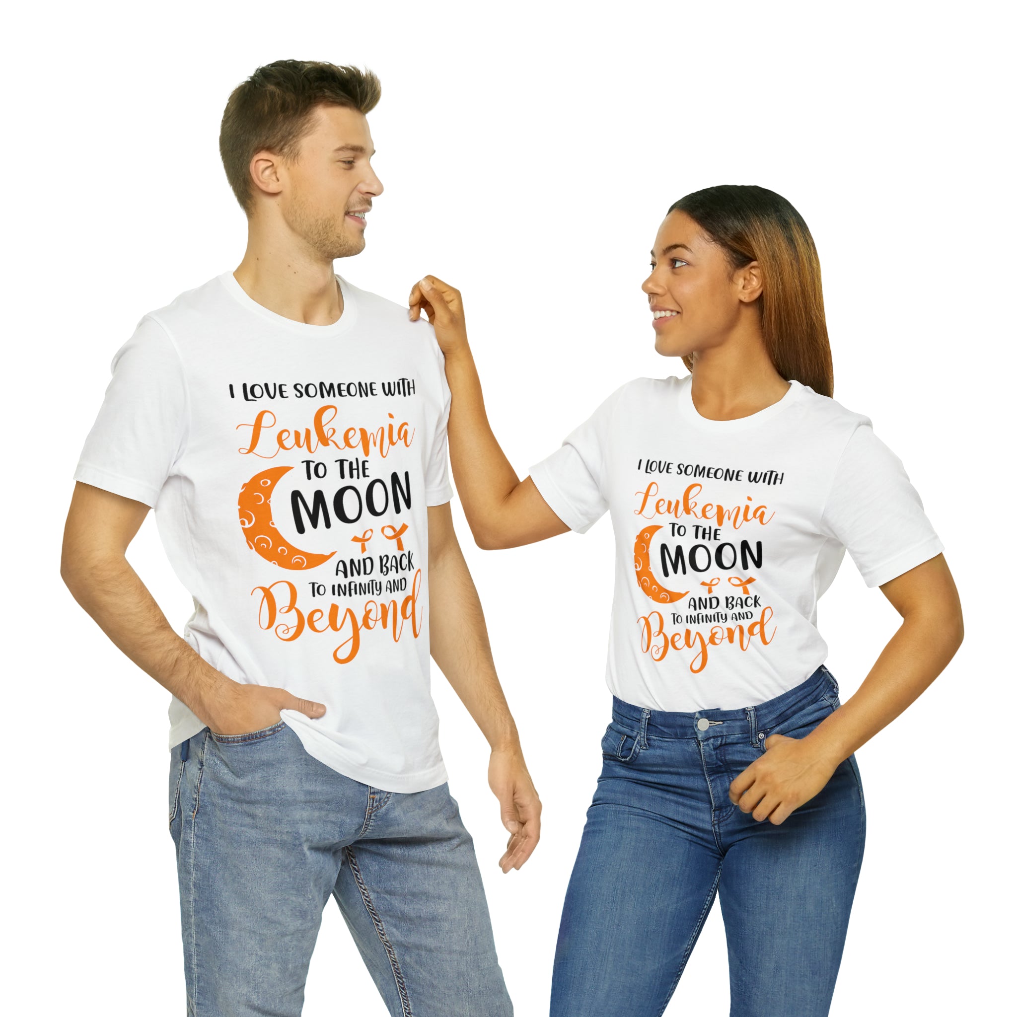I Love Someone With Leukemia To The Moon And Back - Unisex Jersey Short Sleeve Tee