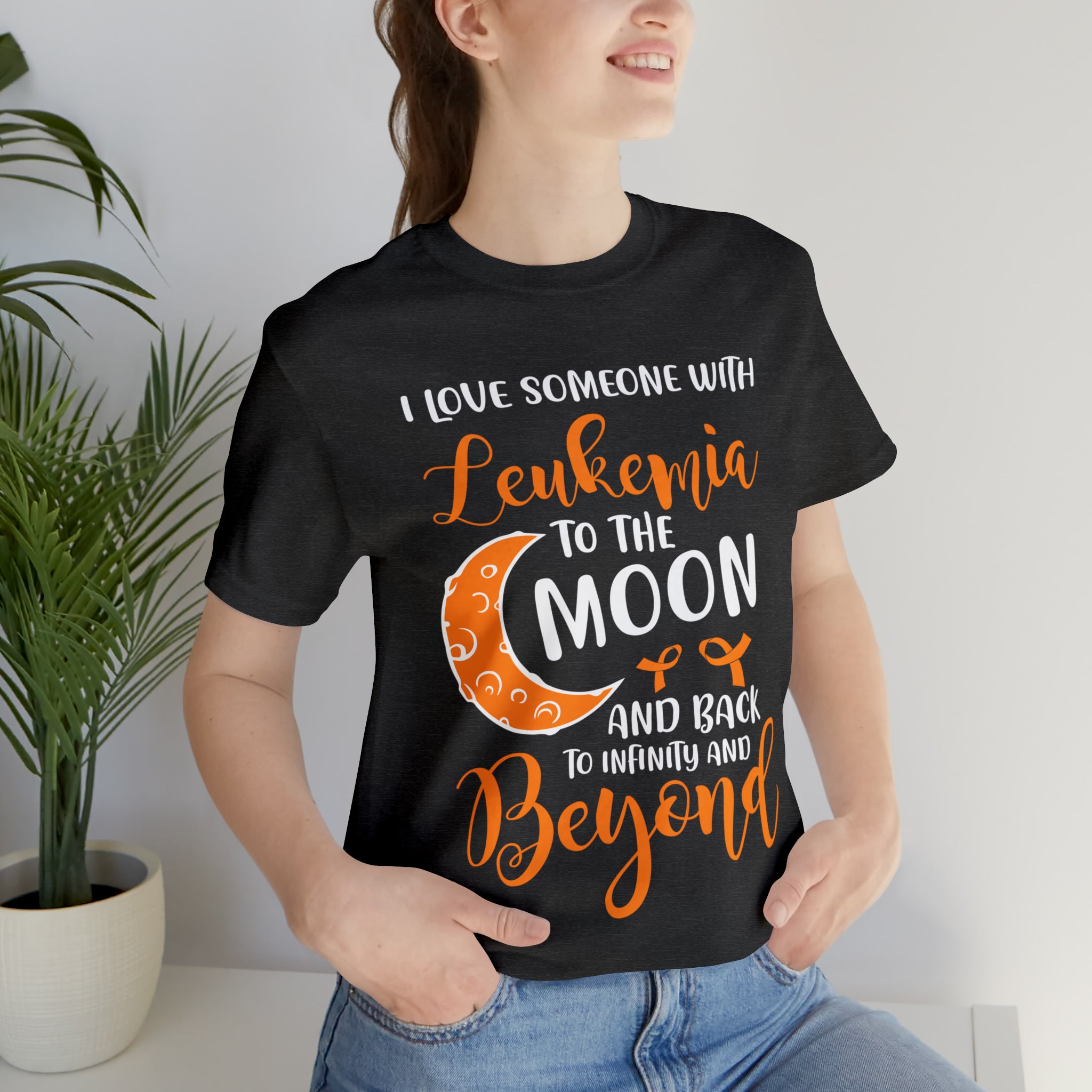 I Love Someone With Leukemia To The Moon And Back - Unisex Jersey Short Sleeve Tee