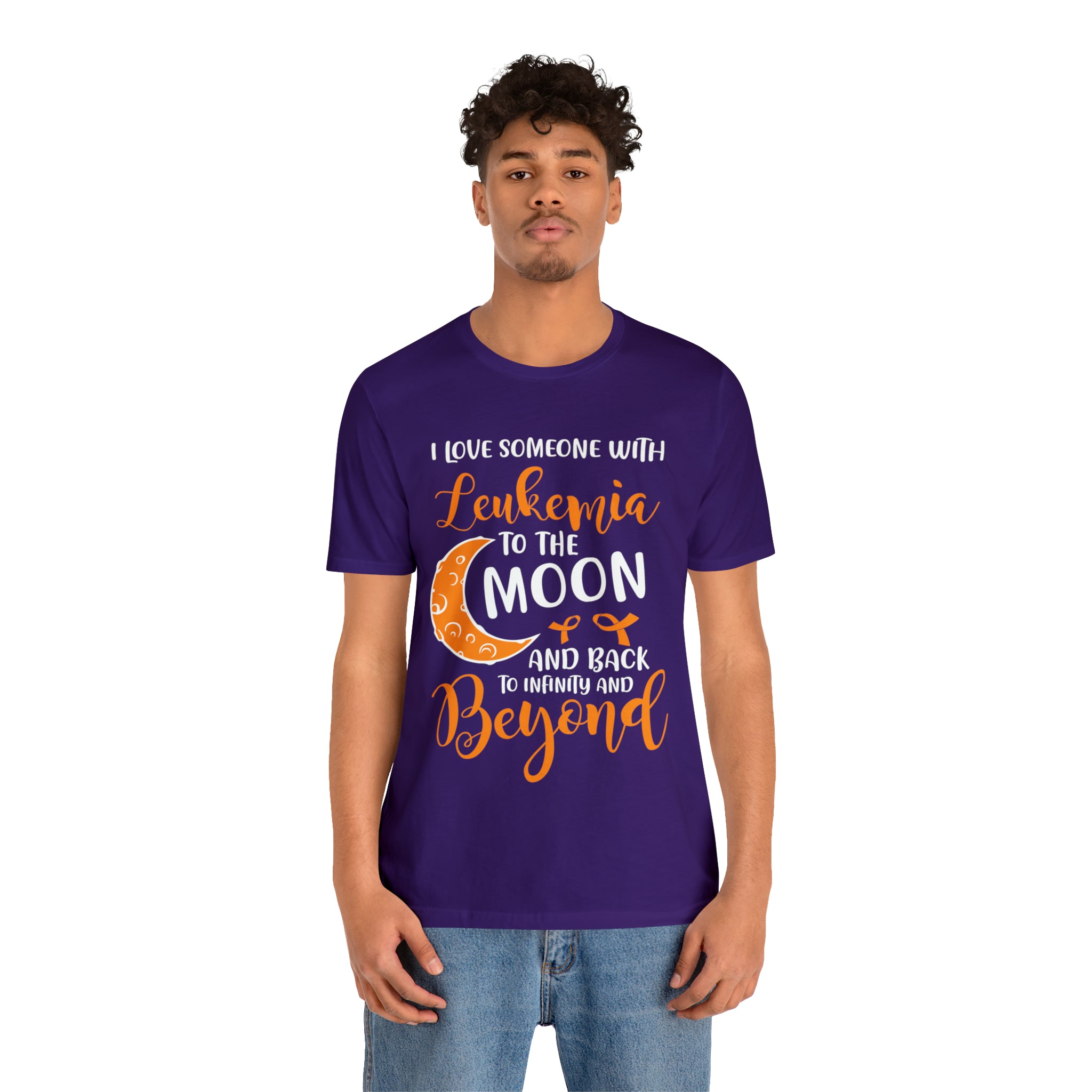 I Love Someone With Leukemia To The Moon And Back - Unisex Jersey Short Sleeve Tee