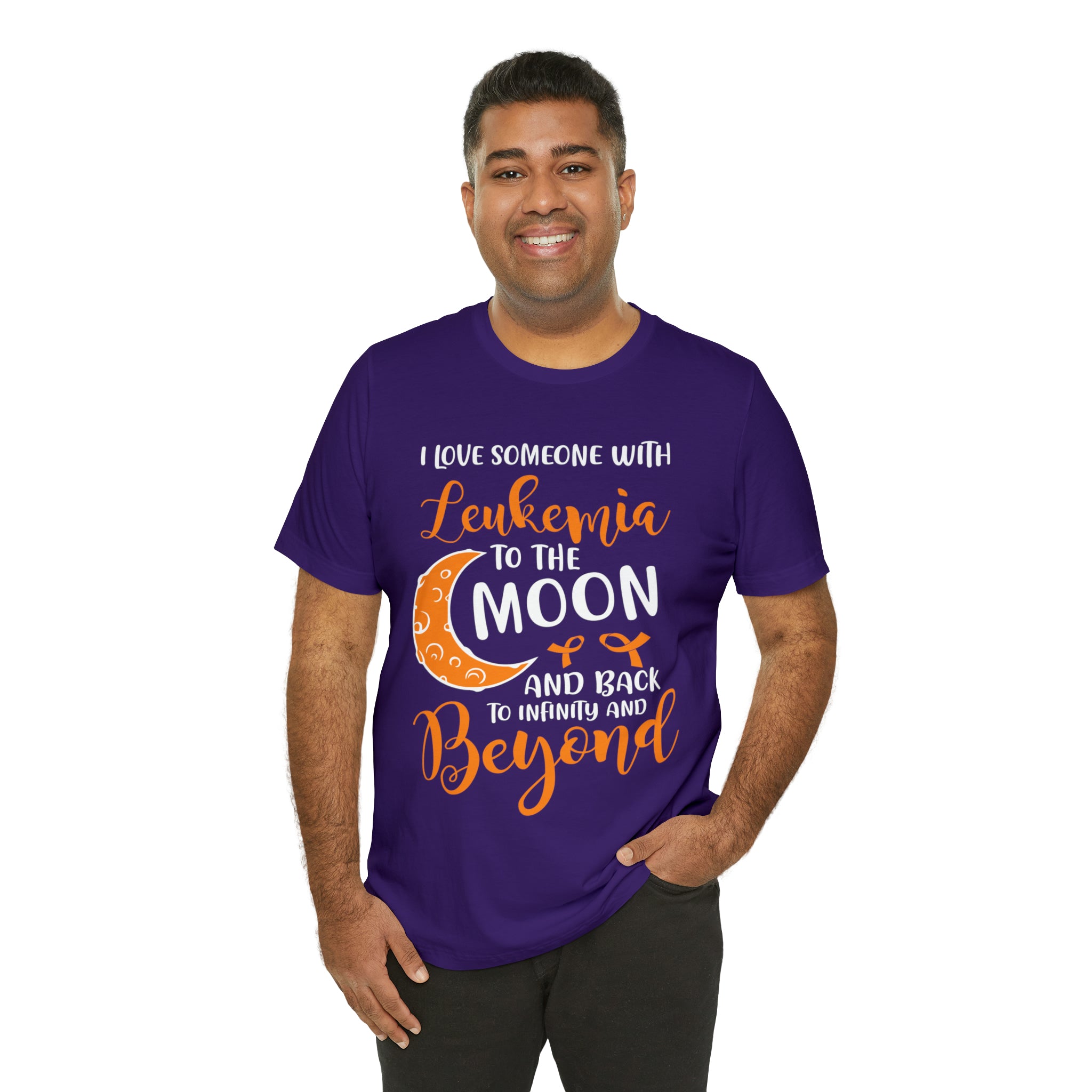 I Love Someone With Leukemia To The Moon And Back - Unisex Jersey Short Sleeve Tee