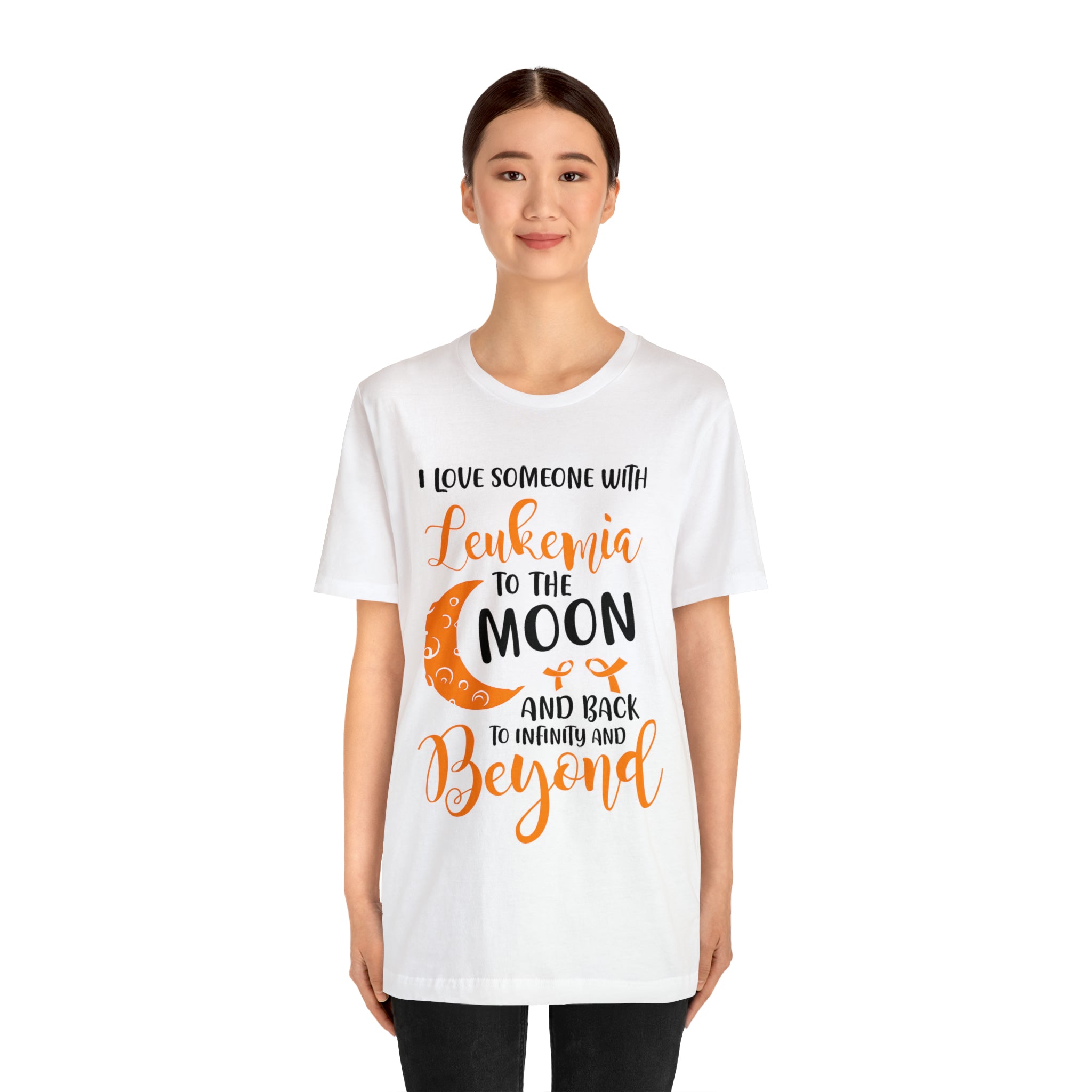 I Love Someone With Leukemia To The Moon And Back - Unisex Jersey Short Sleeve Tee