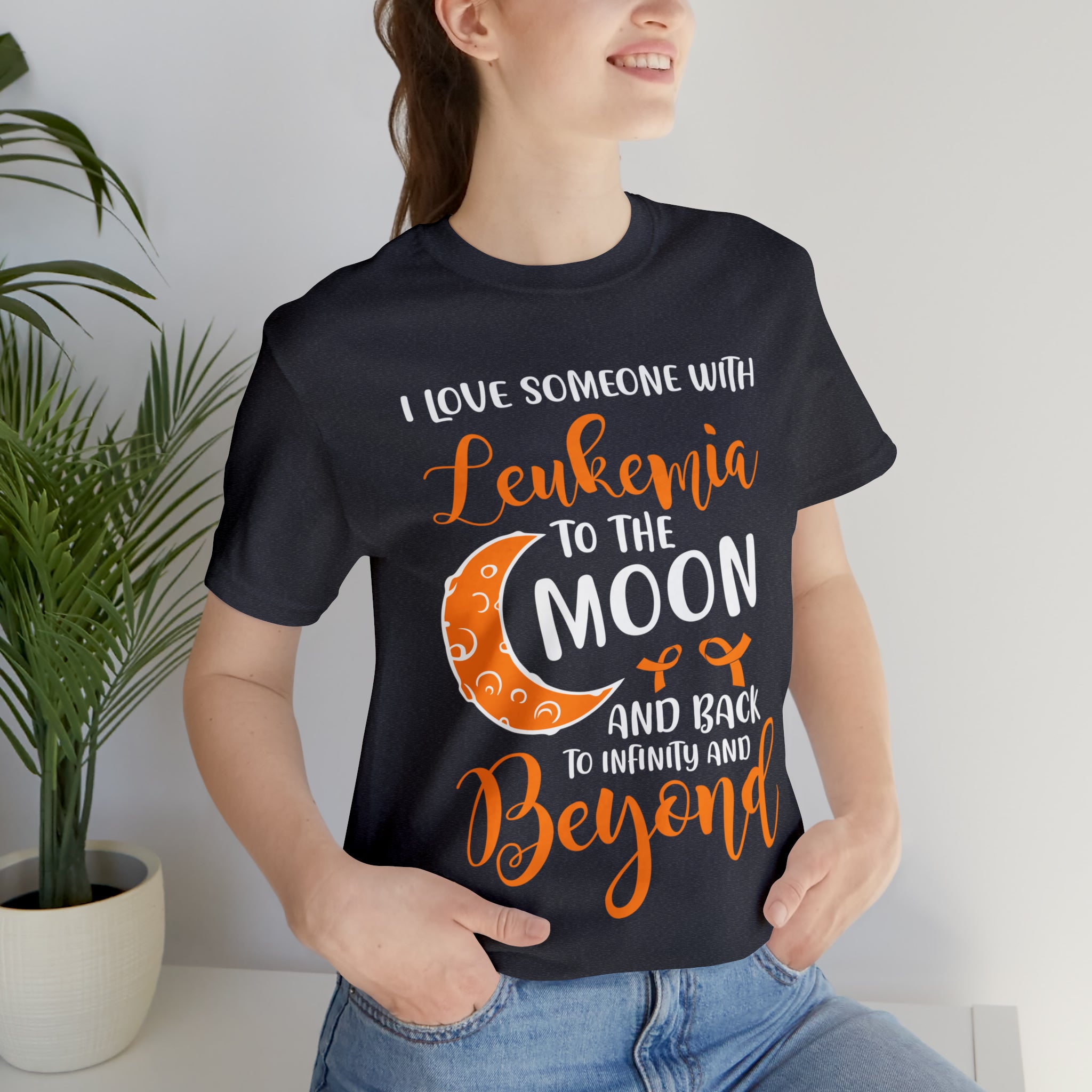I Love Someone With Leukemia To The Moon And Back - Unisex Jersey Short Sleeve Tee
