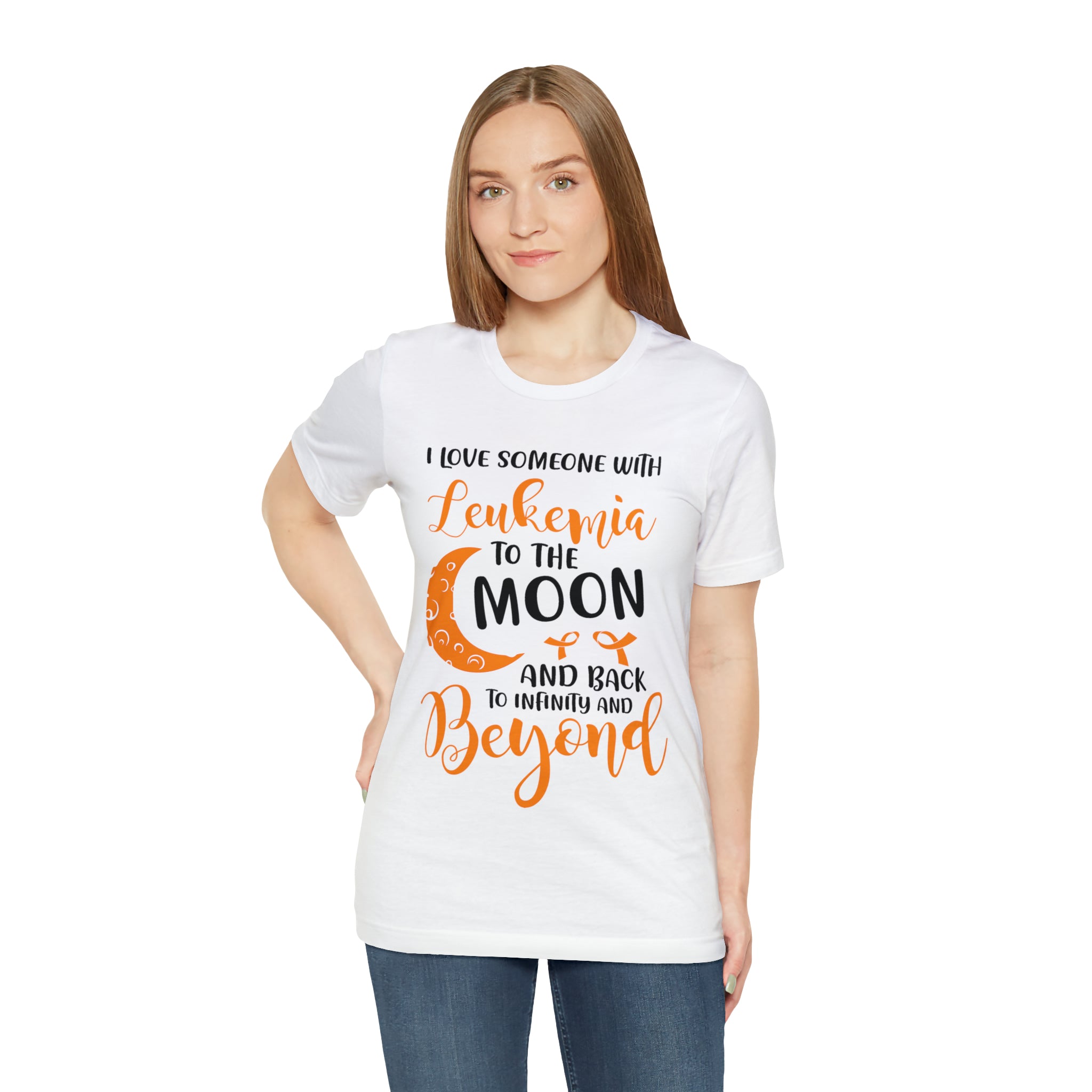 I Love Someone With Leukemia To The Moon And Back - Unisex Jersey Short Sleeve Tee