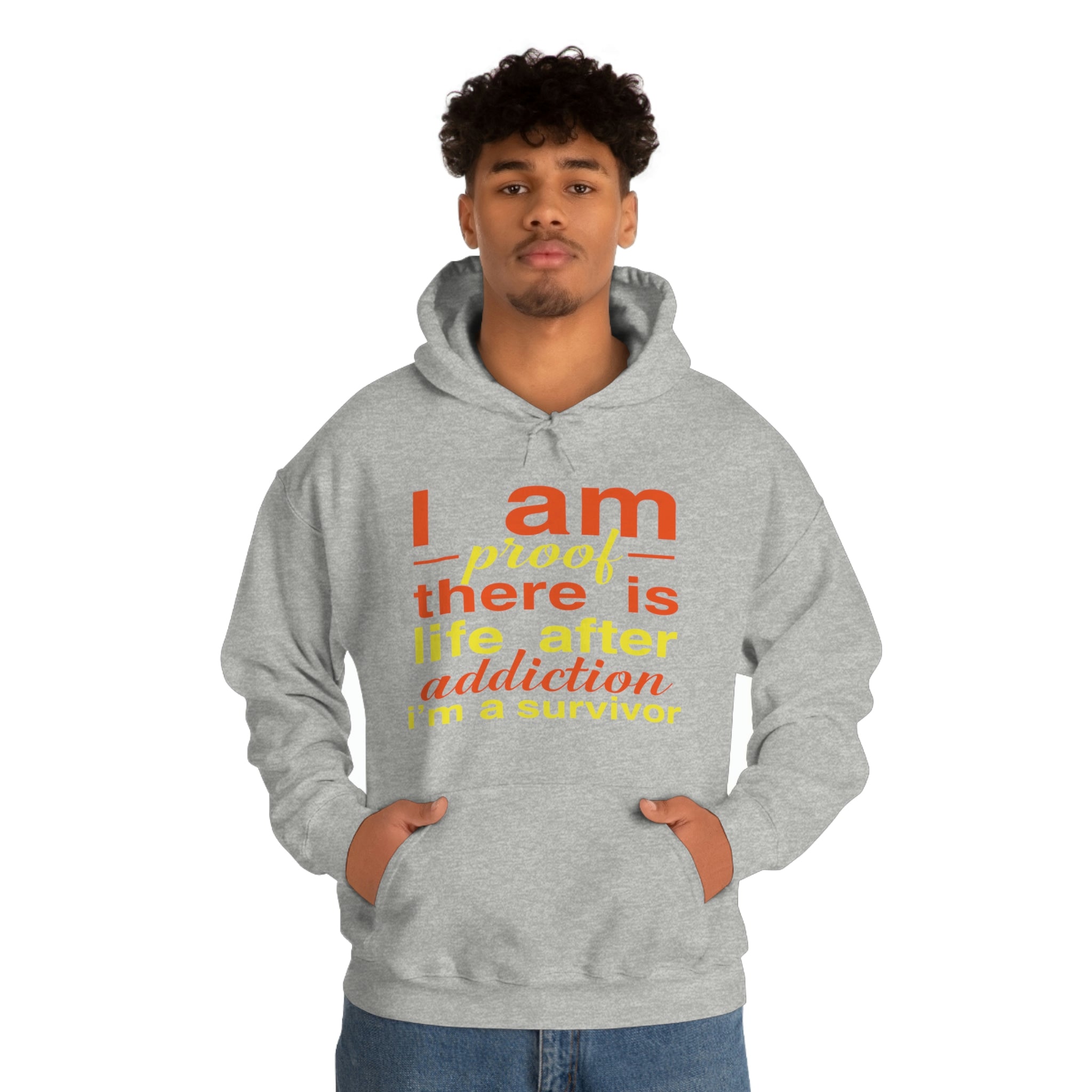 I Am Proof There Is Life After Addiction - Unisex Heavy Blend™ Hooded Sweatshirt