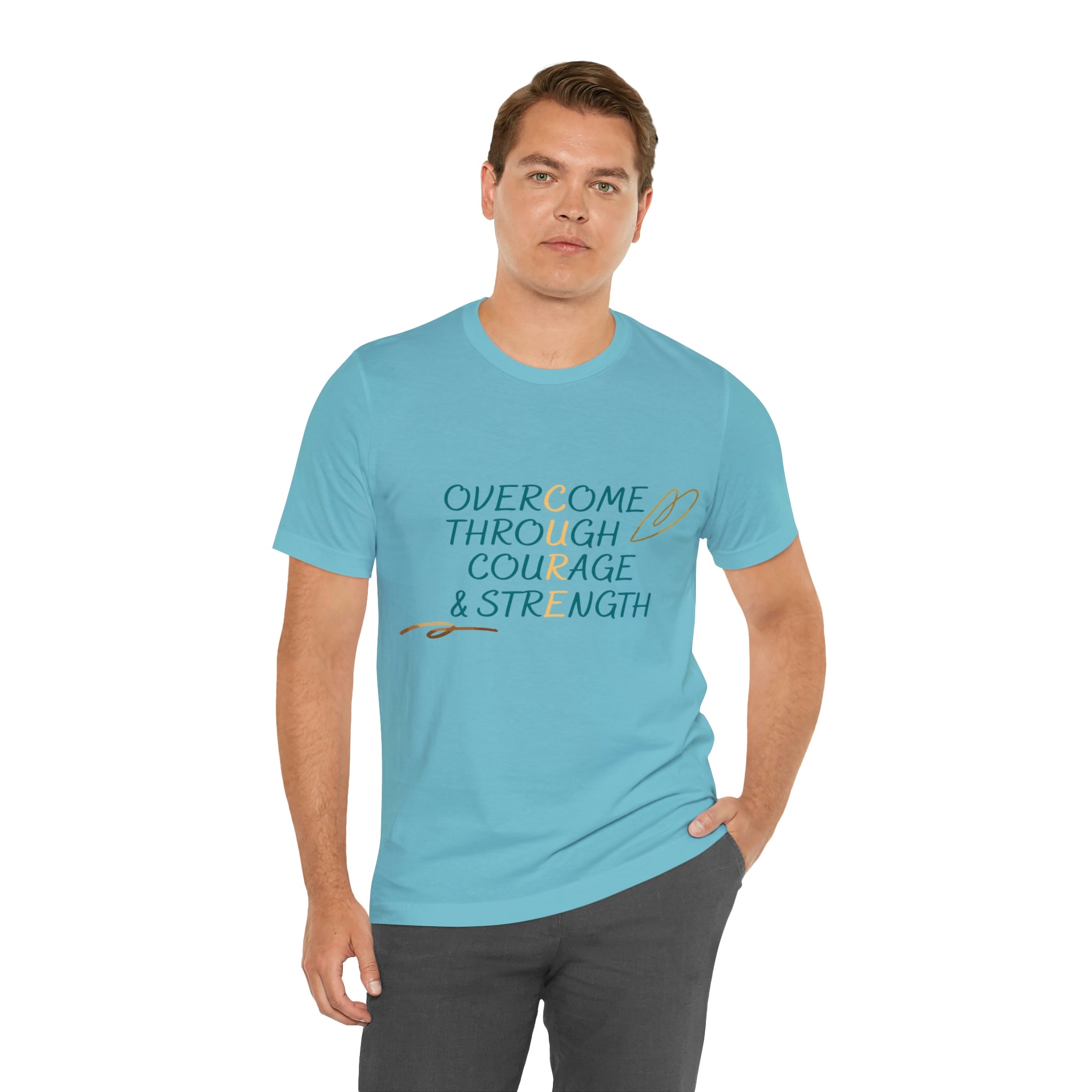 Overcome Through Courage and Strength - Unisex Jersey Short Sleeve Tee