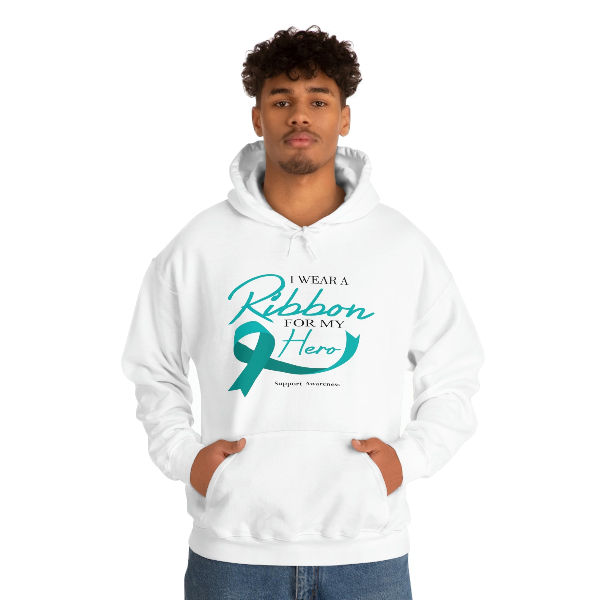 I Wear A Ribbon For My Hero - Unisex Heavy Blend™ Hooded Sweatshirt