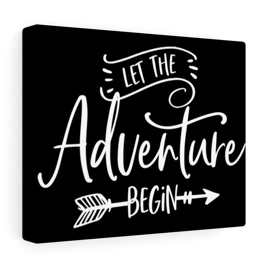 Let The Adventure Begin - Black Canvas Print