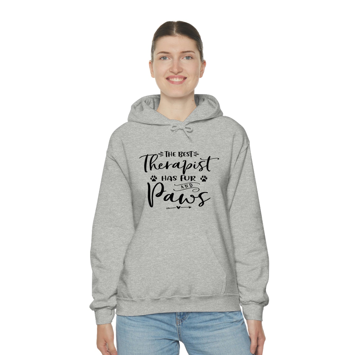 The Best Therapist Has Fur & Paws - Unisex Heavy Blend™ Hooded Sweatshirt