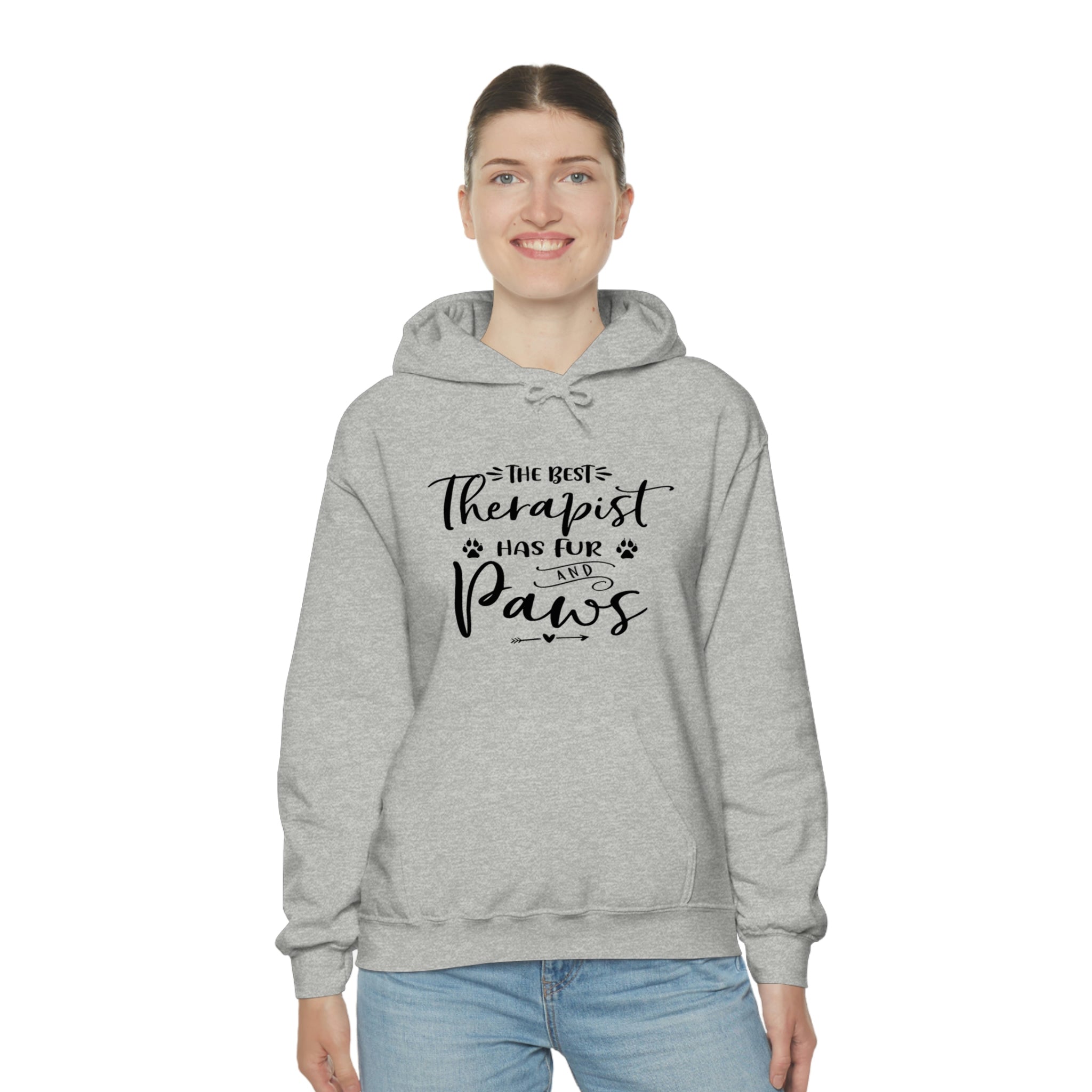 The Best Therapist Has Fur & Paws - Unisex Heavy Blend™ Hooded Sweatshirt