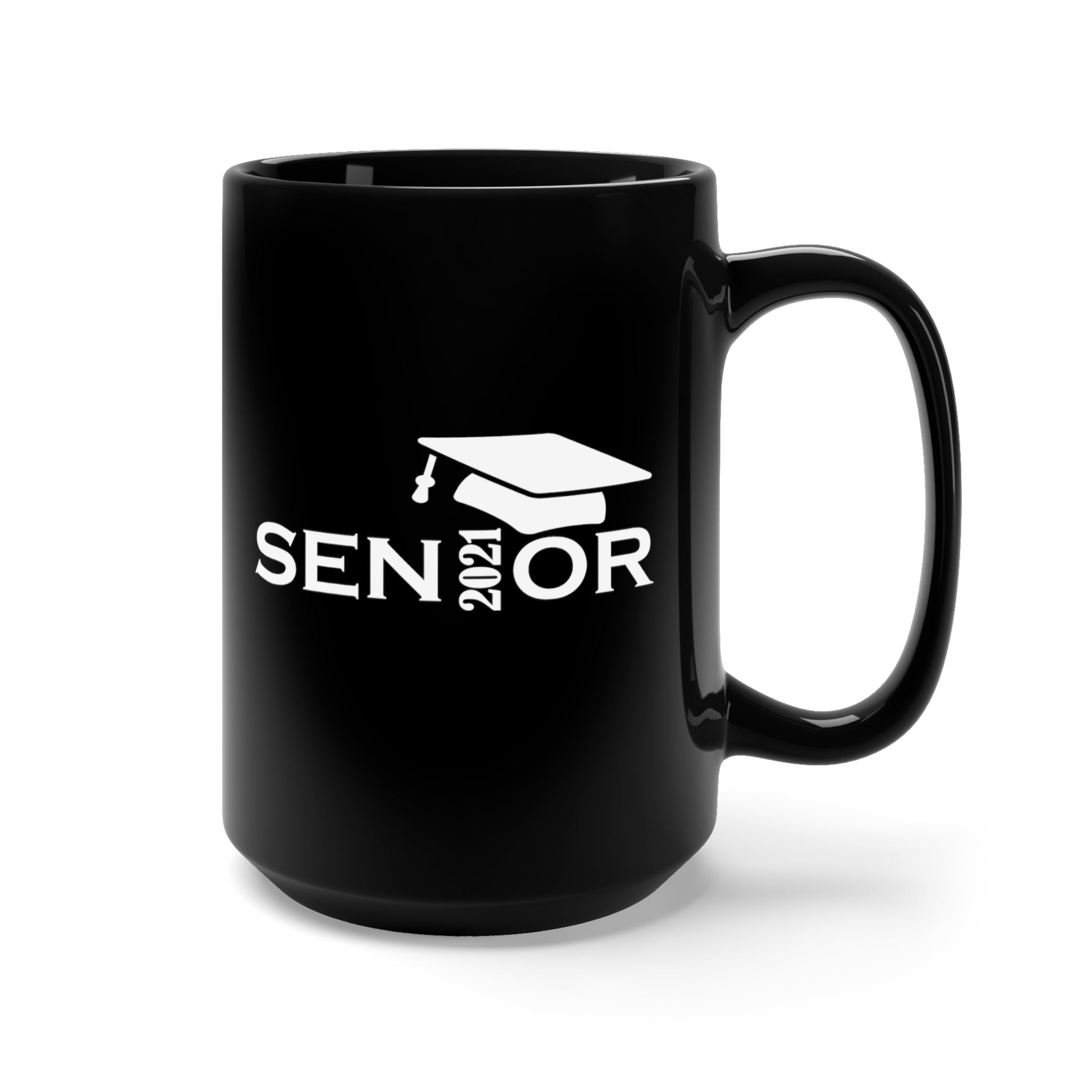 Senior Cap With Class Year Customizable - Large 15oz Black Mug