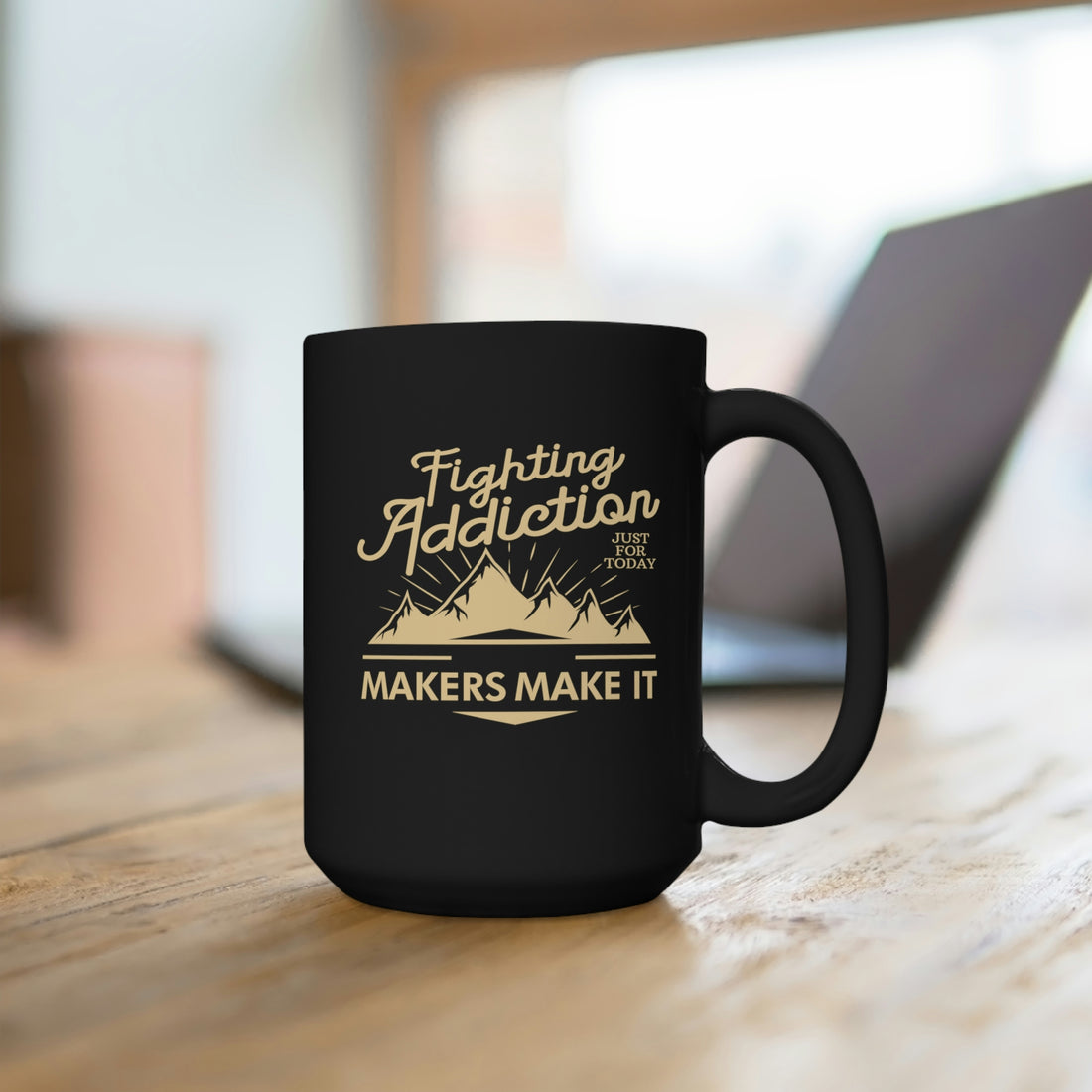 Fighting Addiction - Large 15oz Black Mug