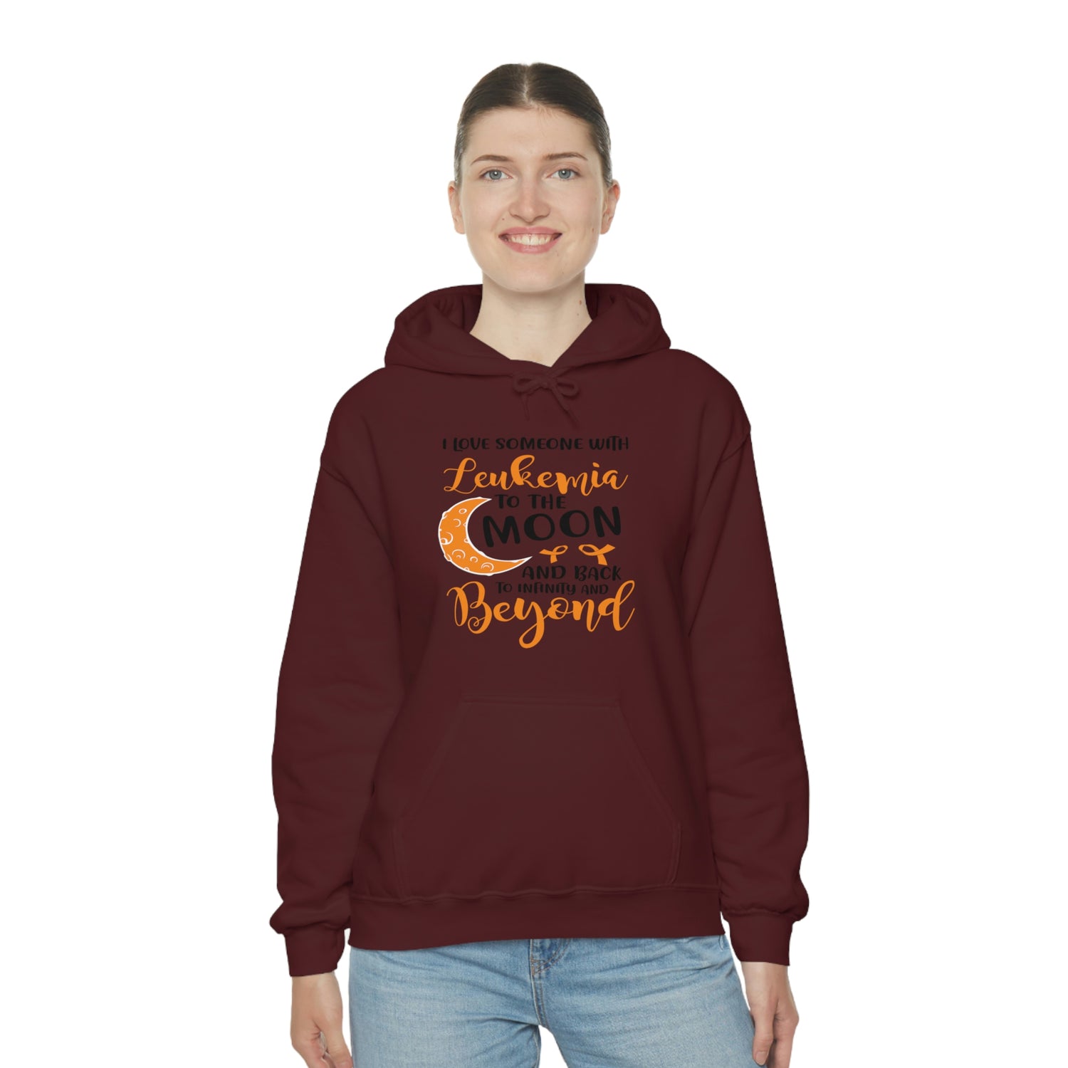 I Love Someone With Leukemia To The Moon And Back - Unisex Heavy Blend™ Hooded Sweatshirt