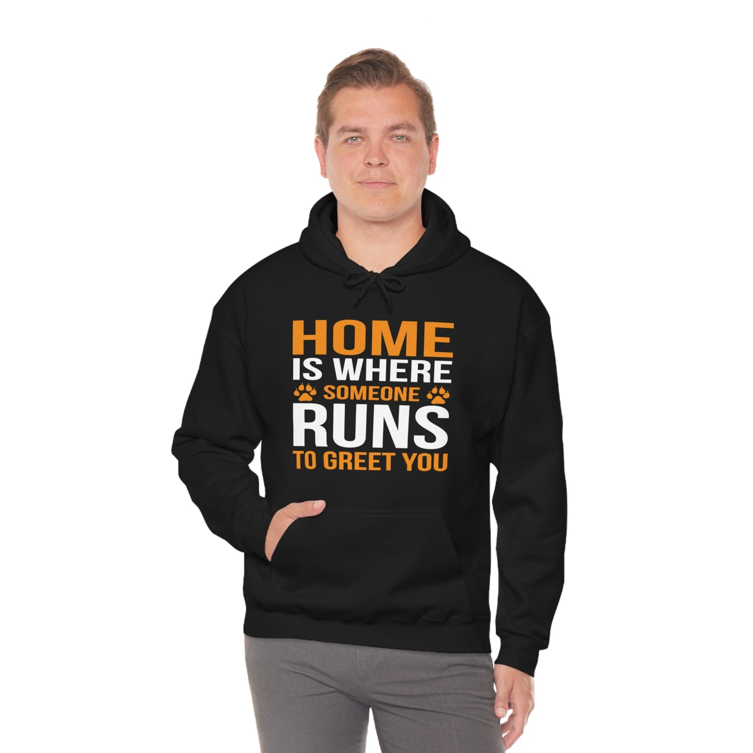 Home Is Where Someone Runs To Greet You - Unisex Heavy Blend™ Hooded Sweatshirt