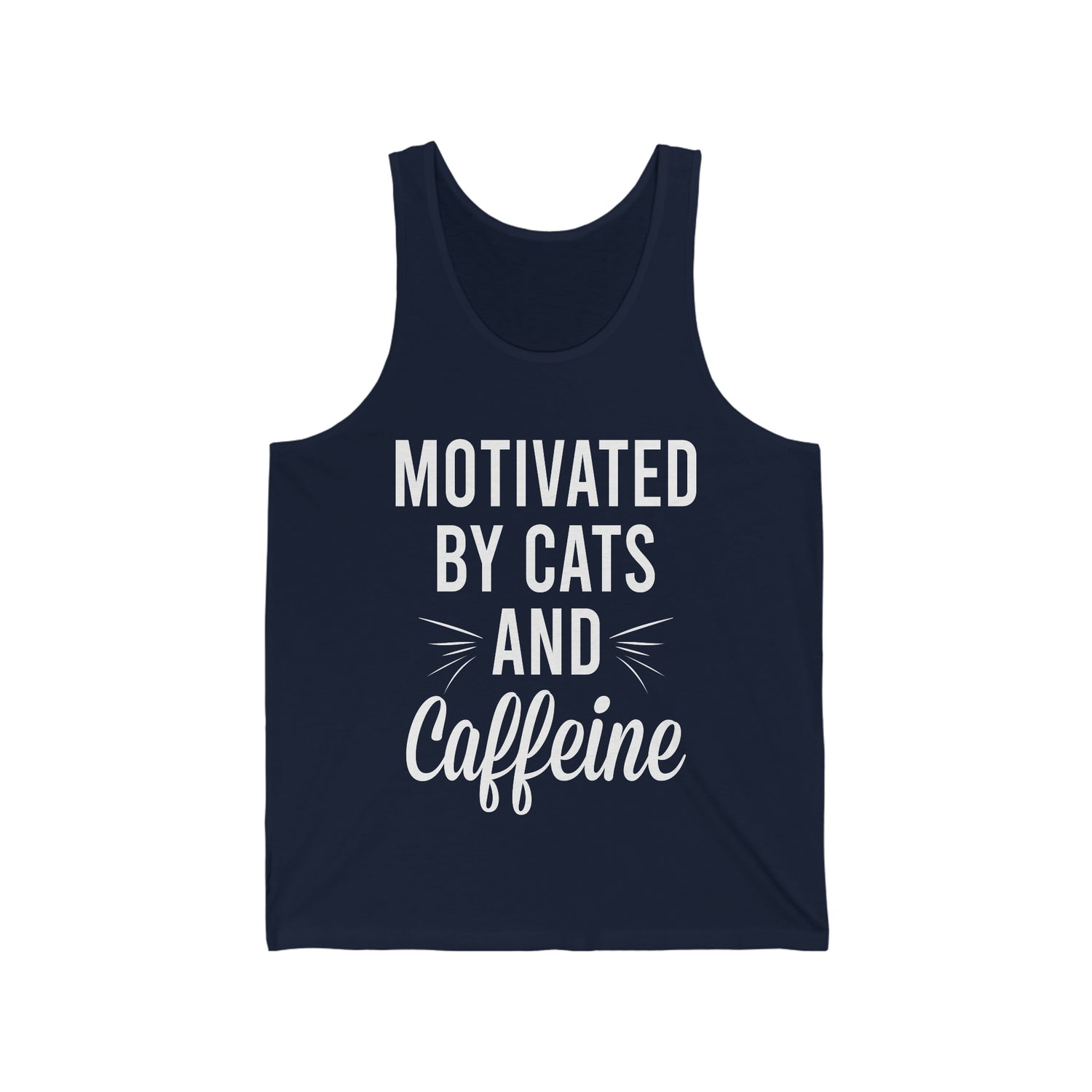 Motivated By Cats & Caffeine - Unisex Jersey Tank Top