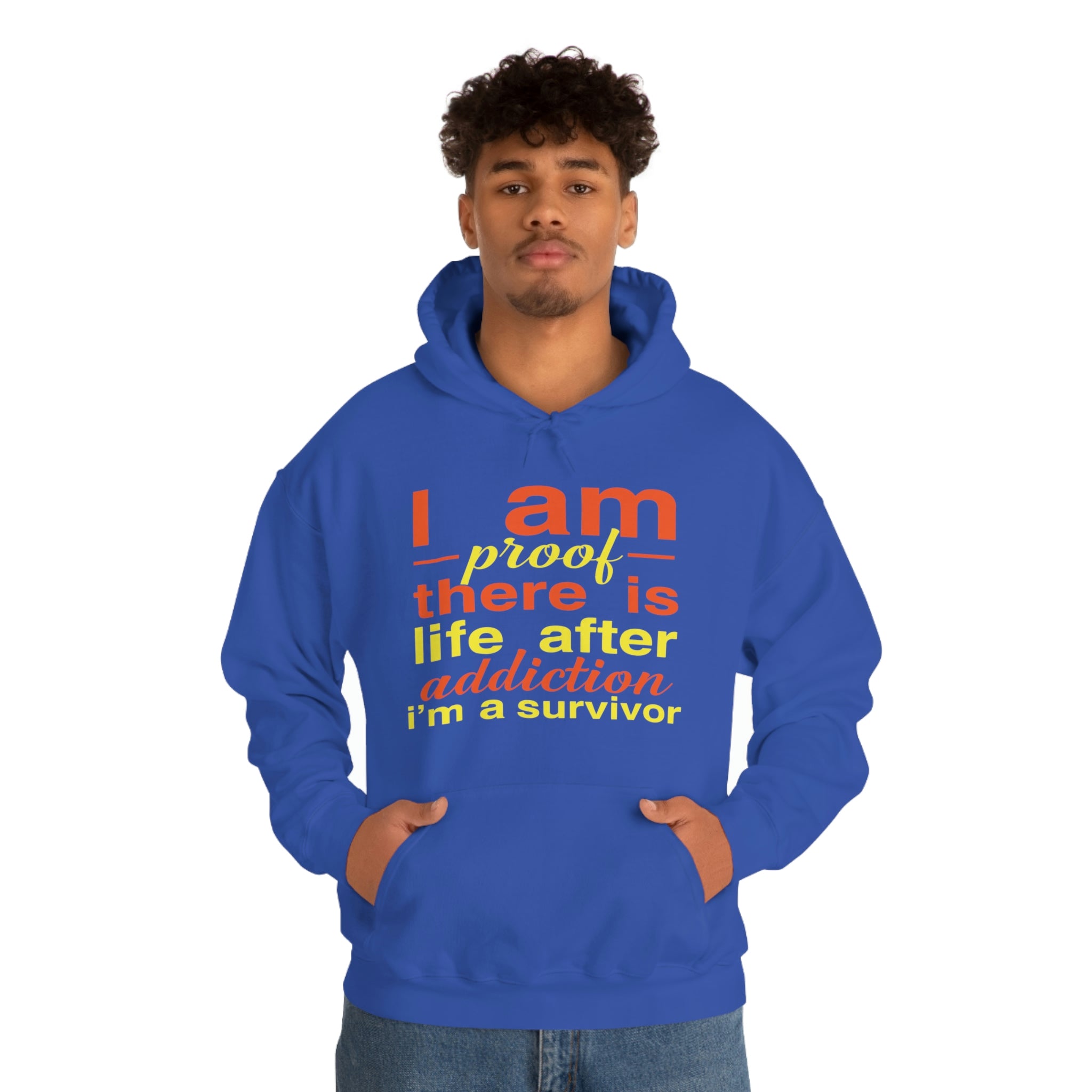 I Am Proof There Is Life After Addiction - Unisex Heavy Blend™ Hooded Sweatshirt
