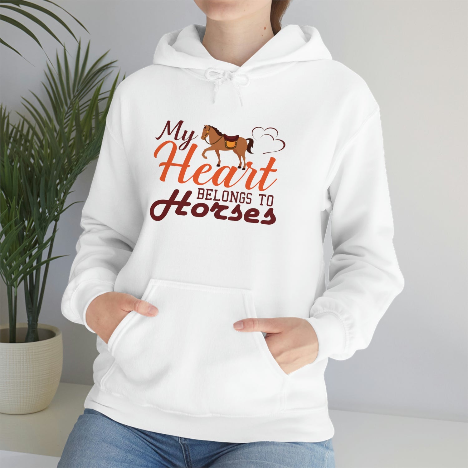 My Heart Belongs To Horses - Unisex Heavy Blend™ Hooded Sweatshirt