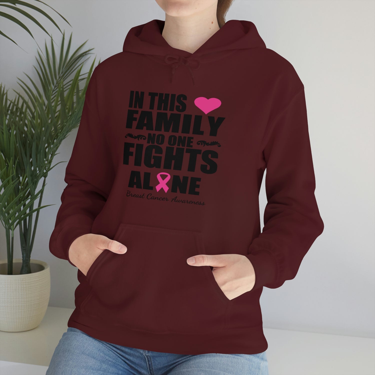 In This Family No One Fights Alone - Unisex Heavy Blend™ Hooded Sweatshirt