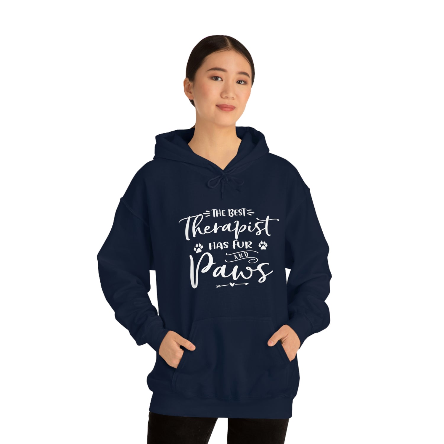 The Best Therapist Has Fur & Paws - Unisex Heavy Blend™ Hooded Sweatshirt