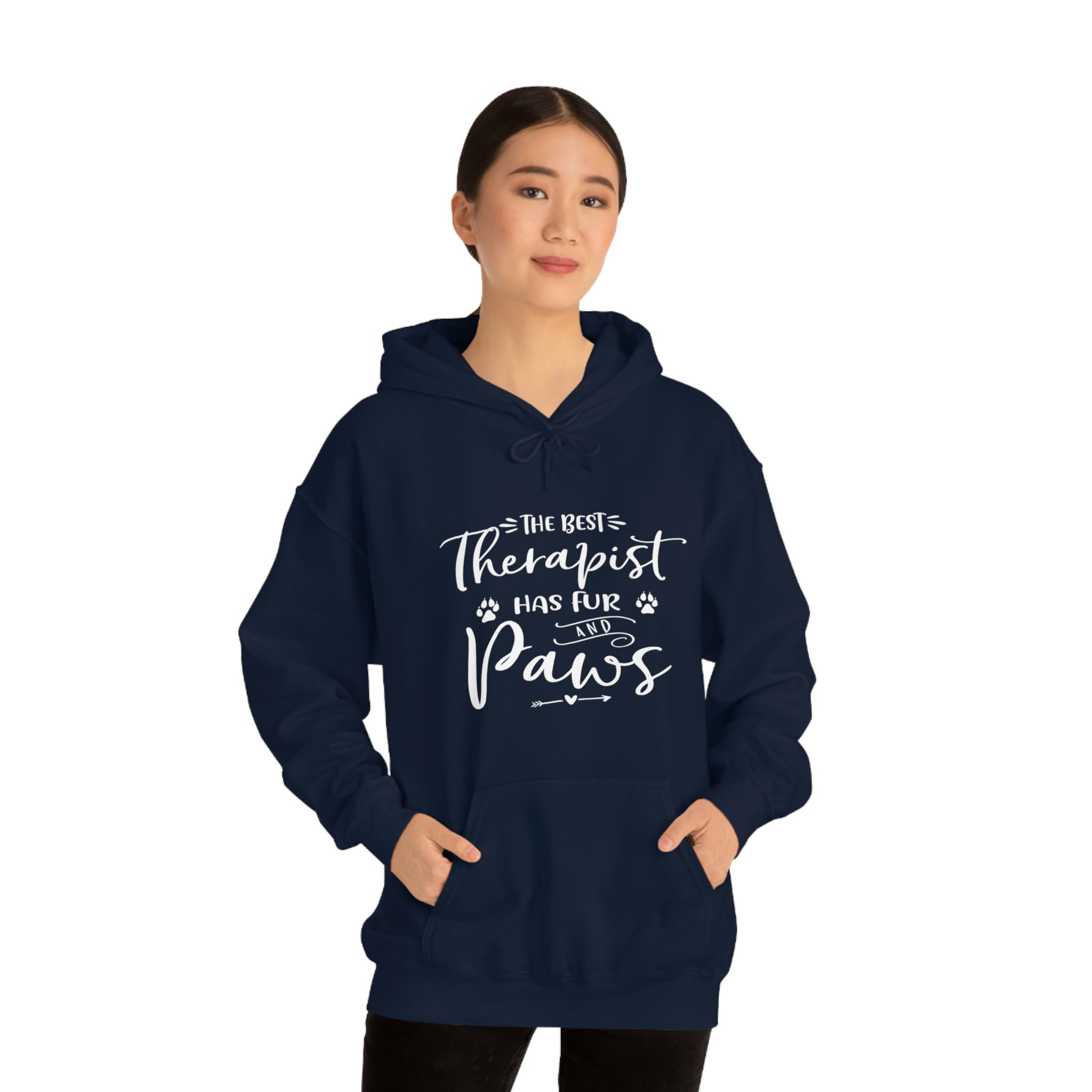 The Best Therapist Has Fur & Paws - Unisex Heavy Blend™ Hooded Sweatshirt