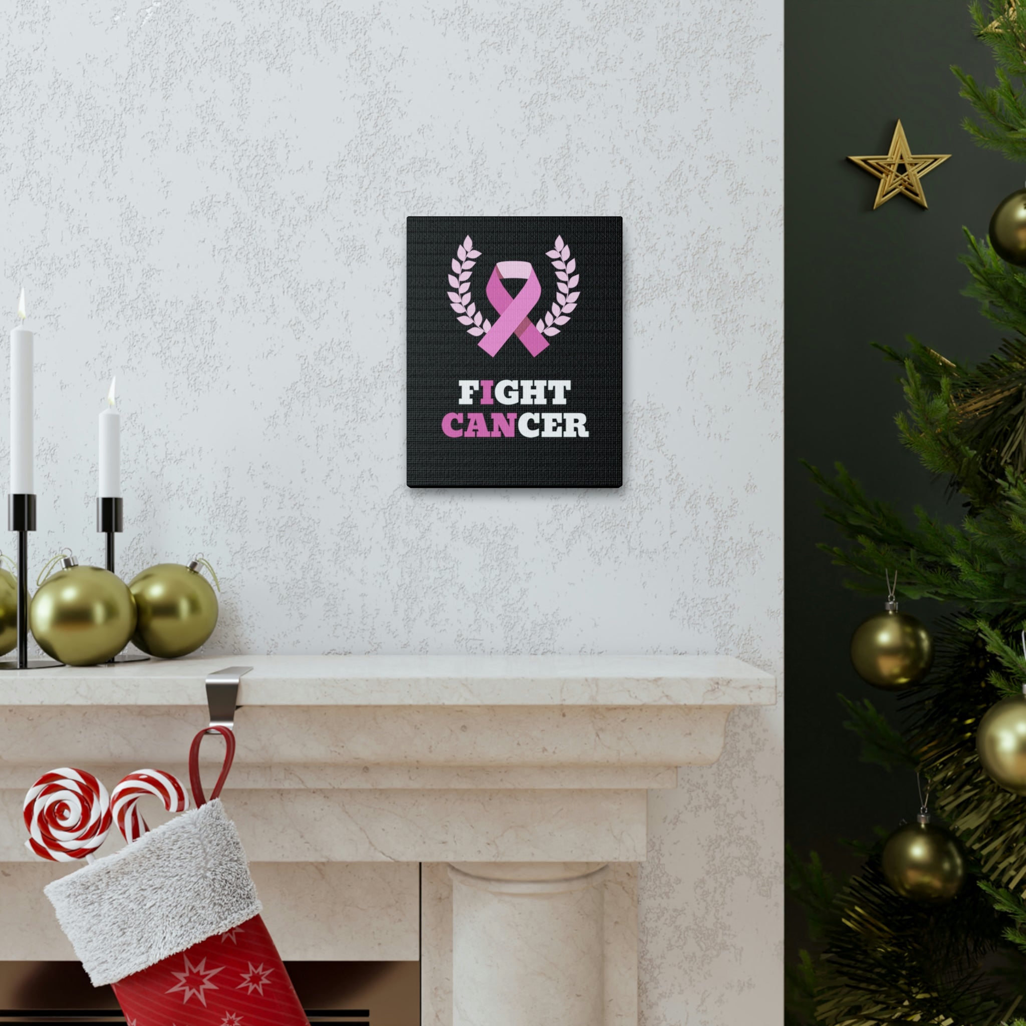 Fight Cancer I Can - Black Canvass Print