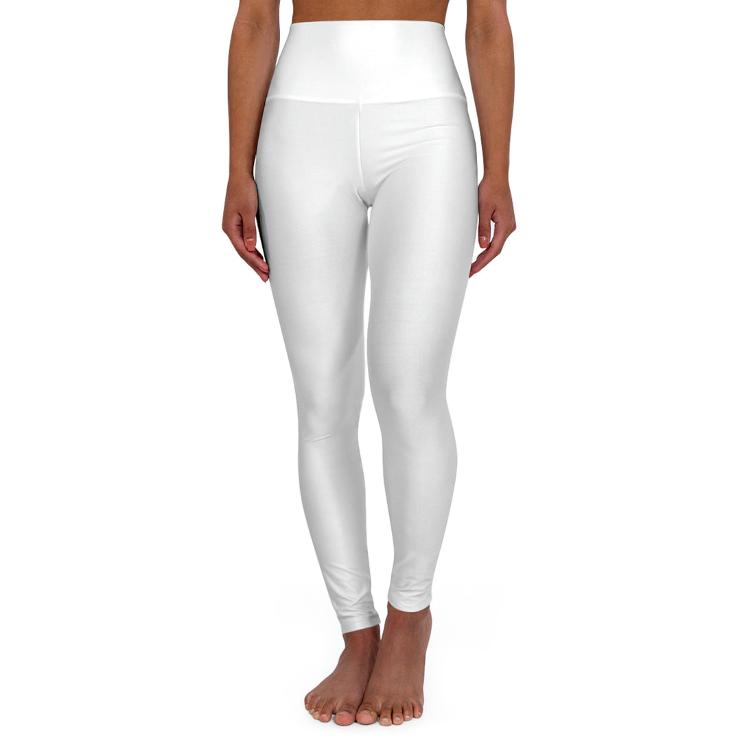 Overcome Through Courage and Strength - White High Waisted Yoga Leggings