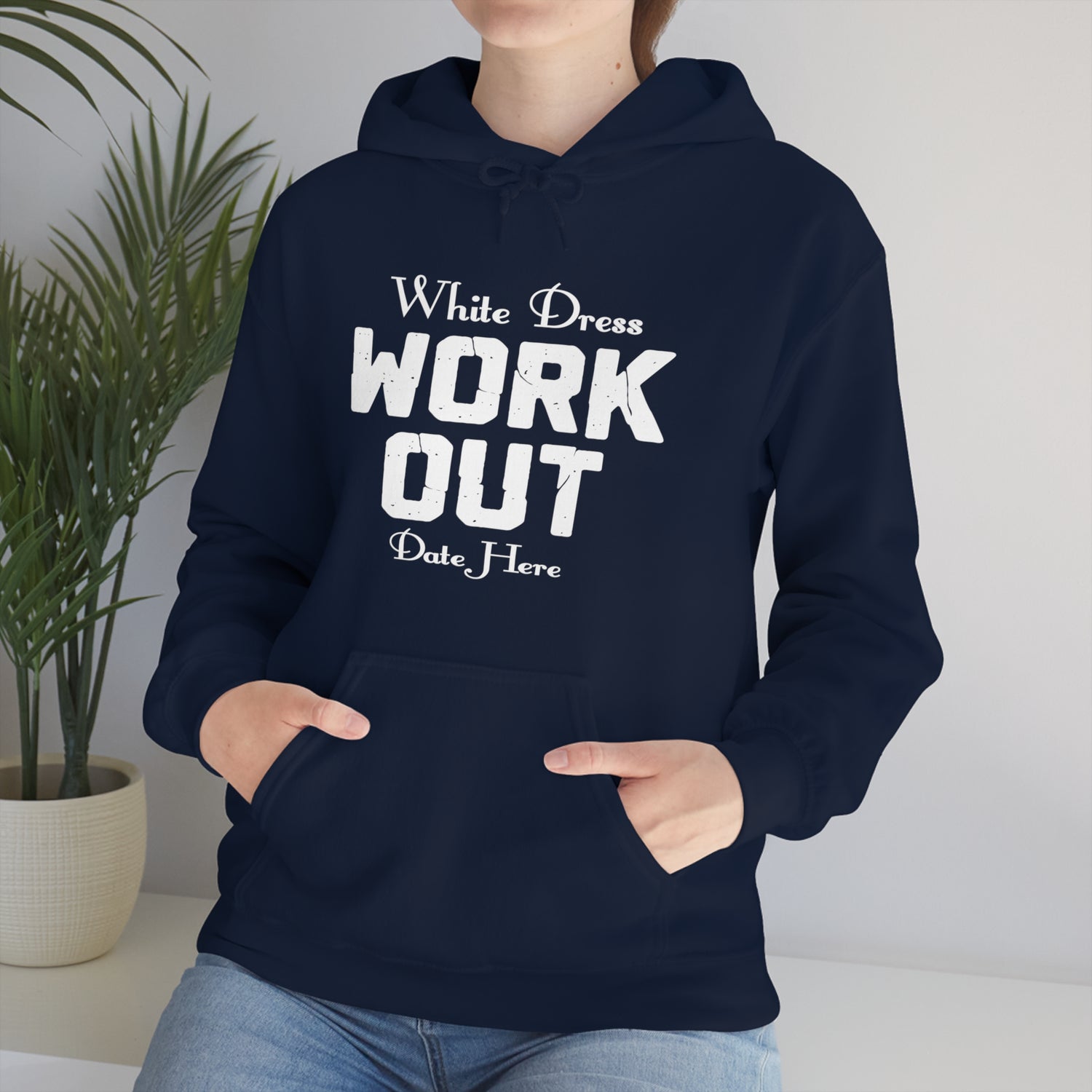 White Dress Work Out Wedding Date Customizable - Unisex Heavy Blend™ Hooded Sweatshirt
