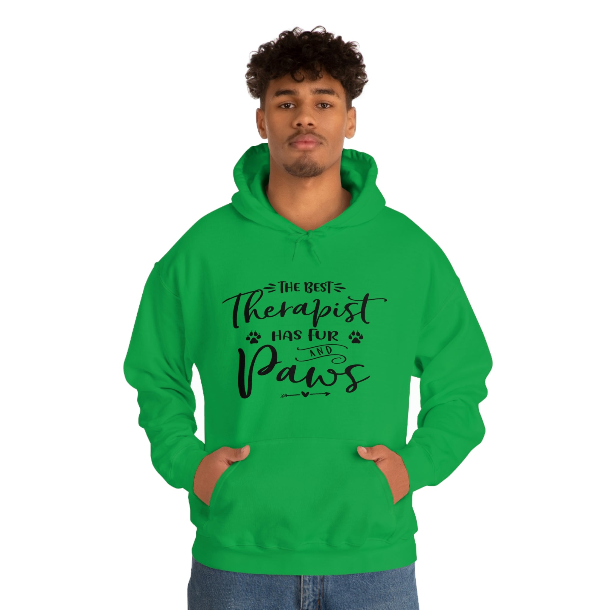 The Best Therapist Has Fur & Paws - Unisex Heavy Blend™ Hooded Sweatshirt