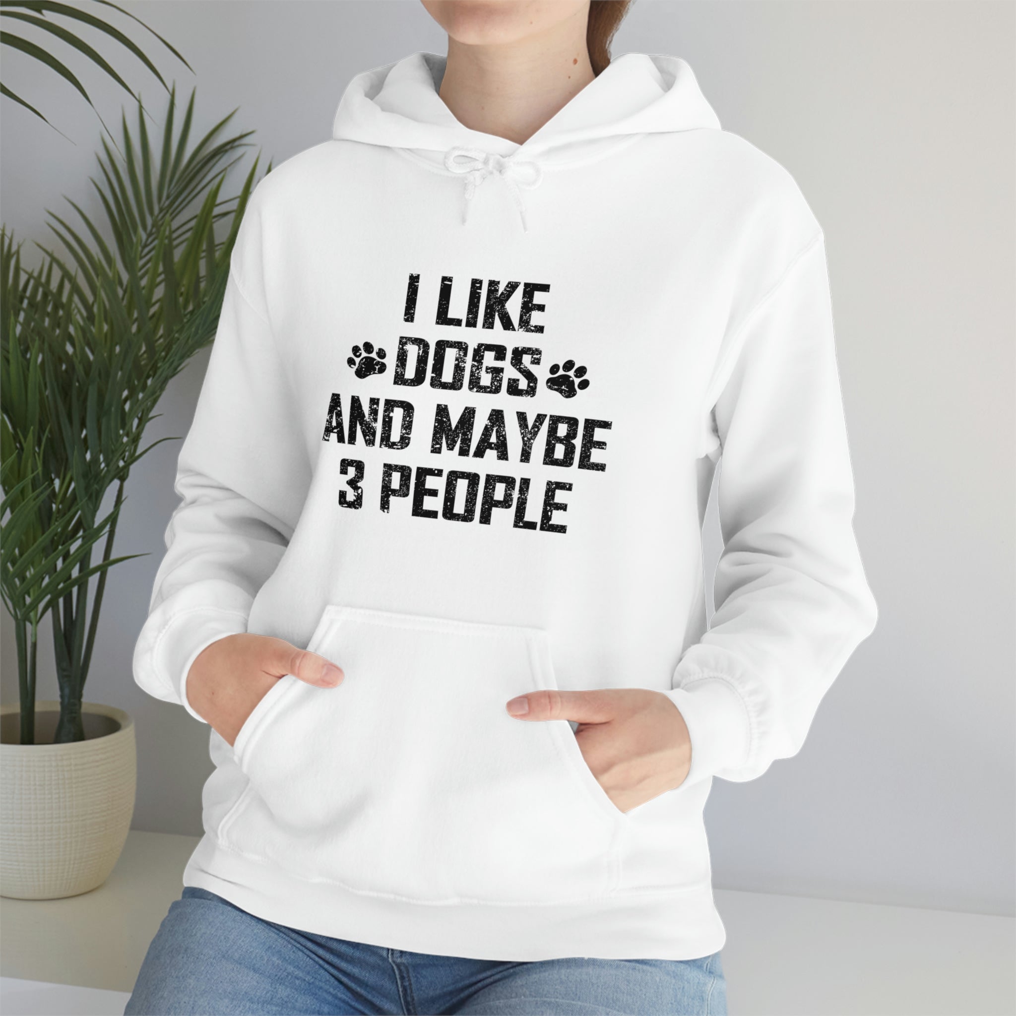 I Like Dogs & Maybe 3 People - Unisex Heavy Blend™ Hooded Sweatshirt