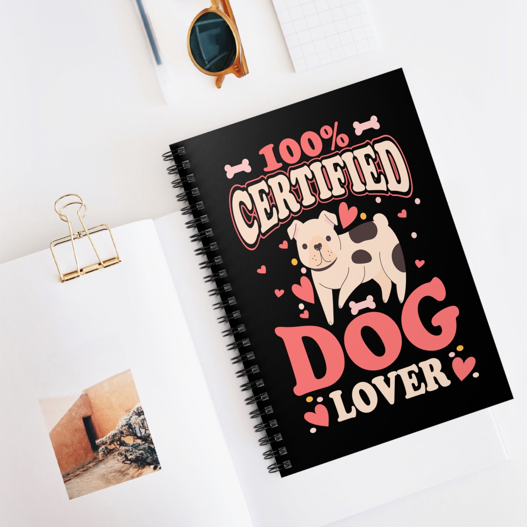 100% Certified Dog Lover - Spiral Notebook - Ruled Line