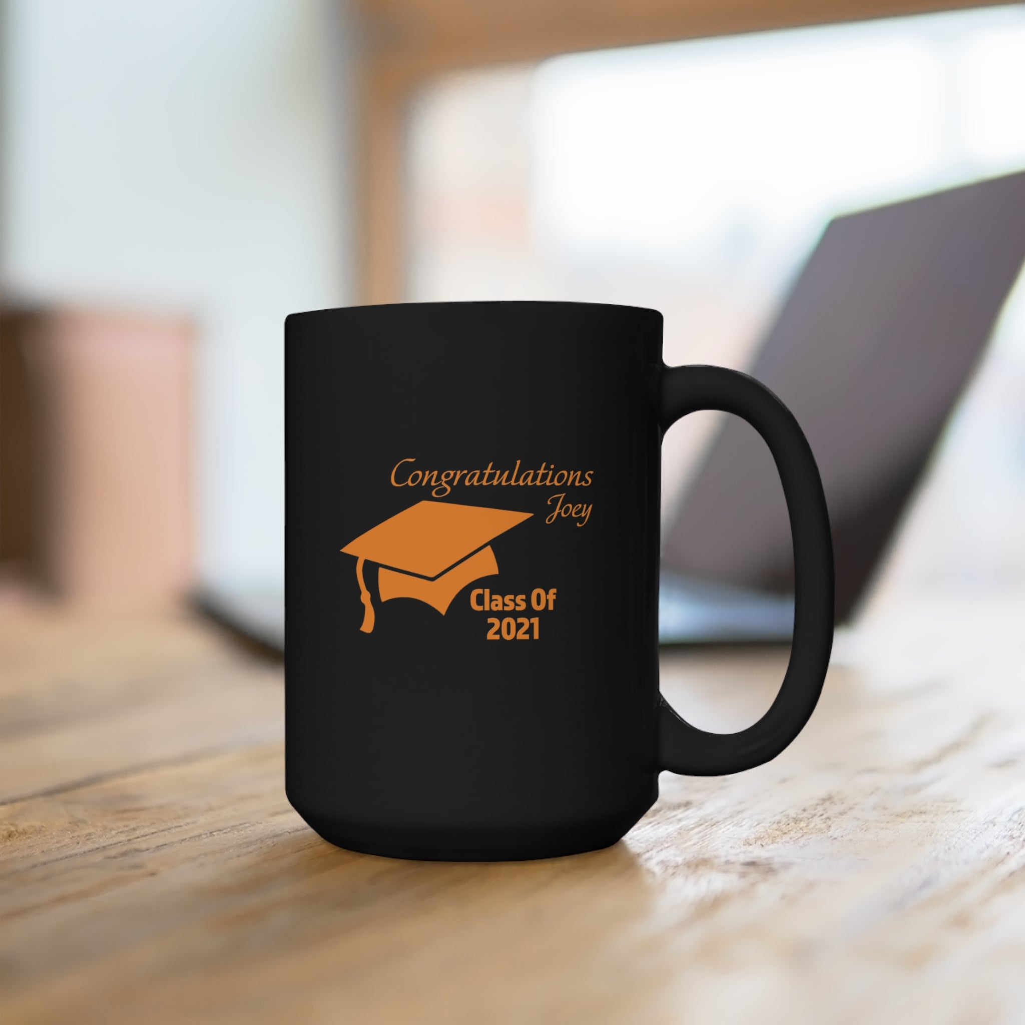 Congratulations With Year & Name Customizable - Large 15oz Black Mug