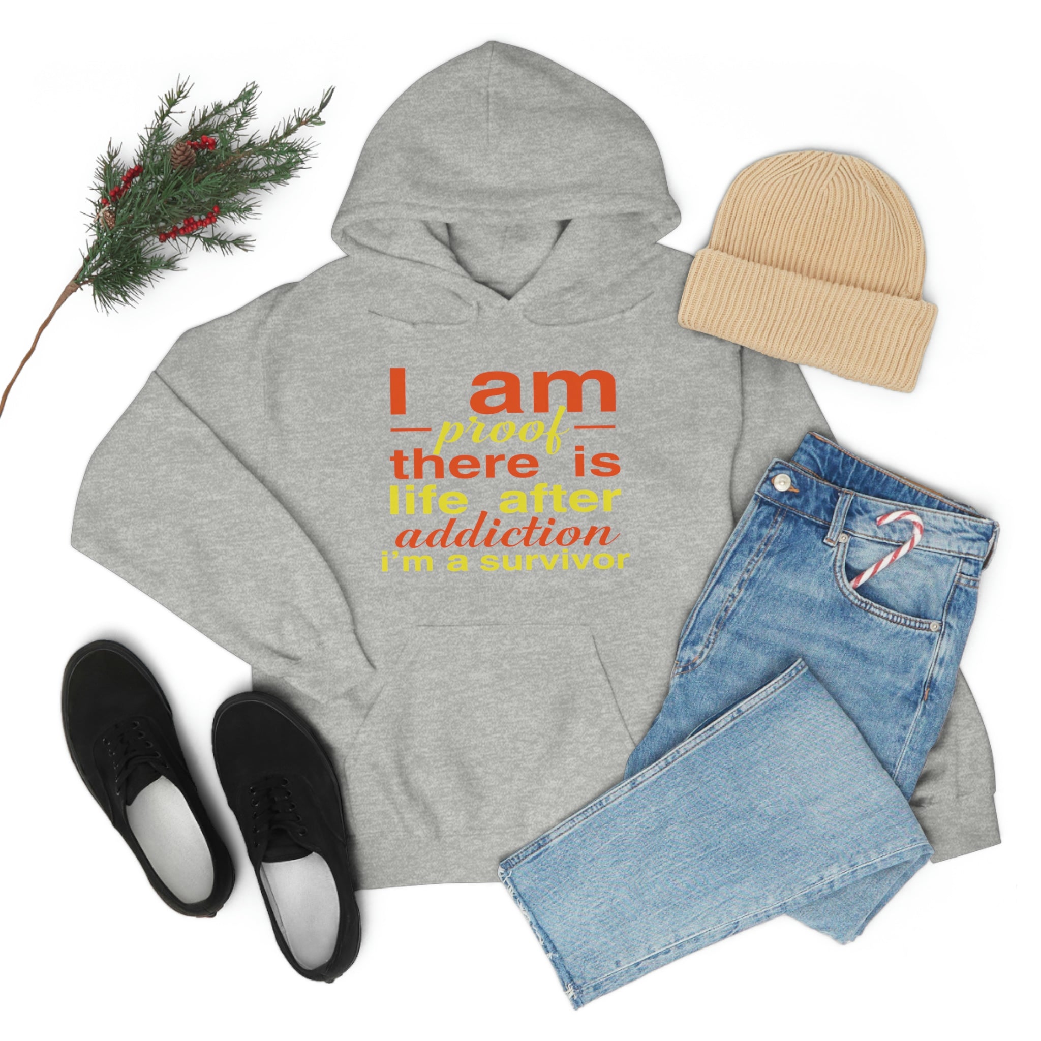 I Am Proof There Is Life After Addiction - Unisex Heavy Blend™ Hooded Sweatshirt