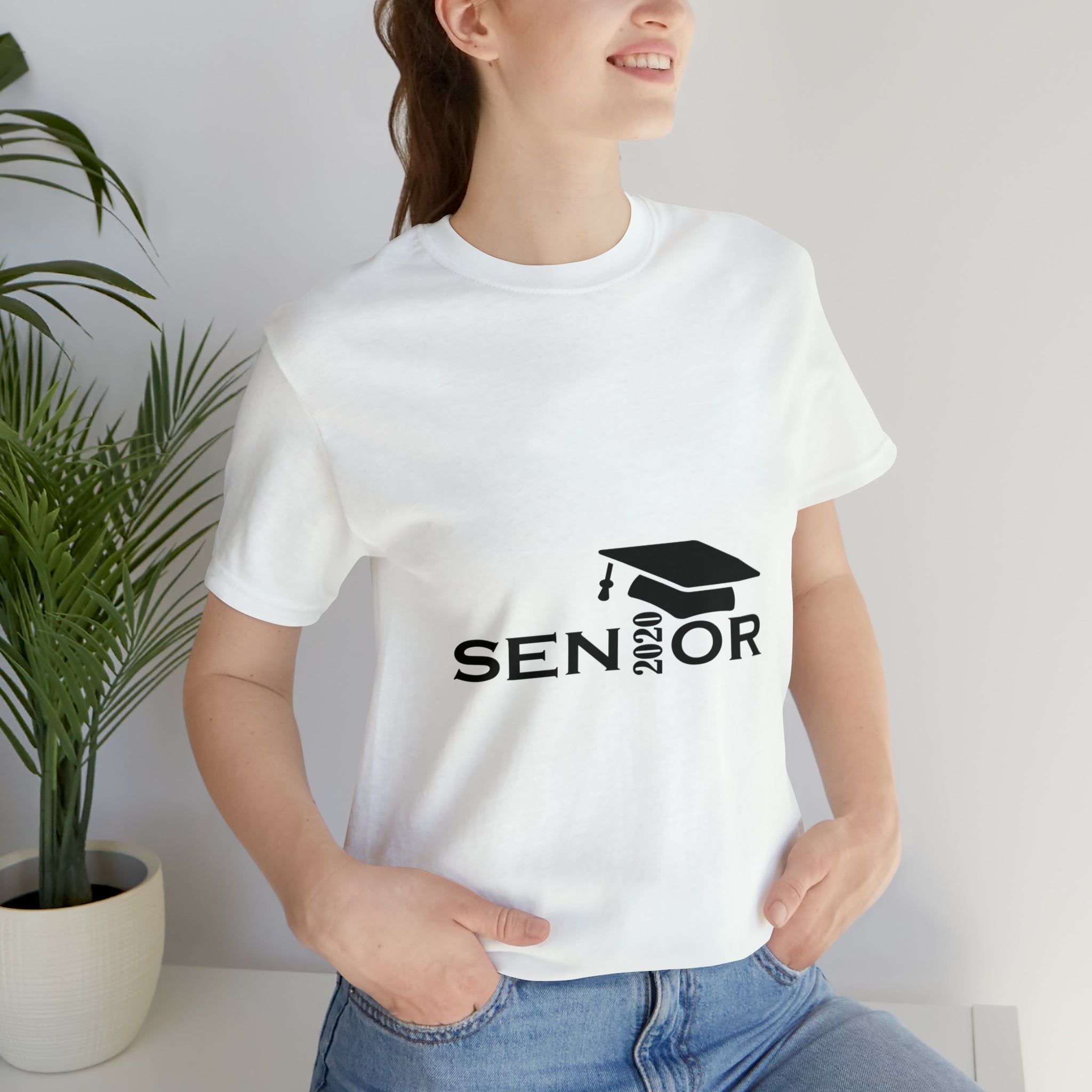 Senior Cap With Class Year Customizable - Unisex Jersey Short Sleeve Tee