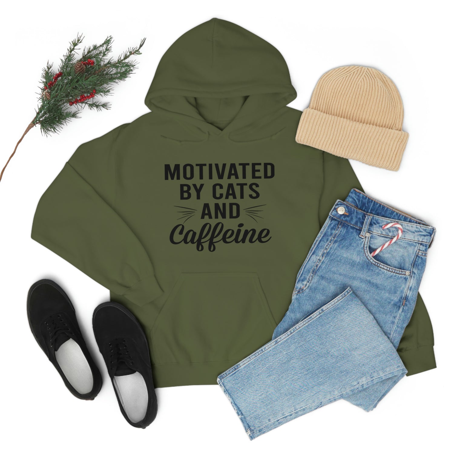 Motivated By Cats & Caffeine  - Unisex Heavy Blend™ Hooded Sweatshirt