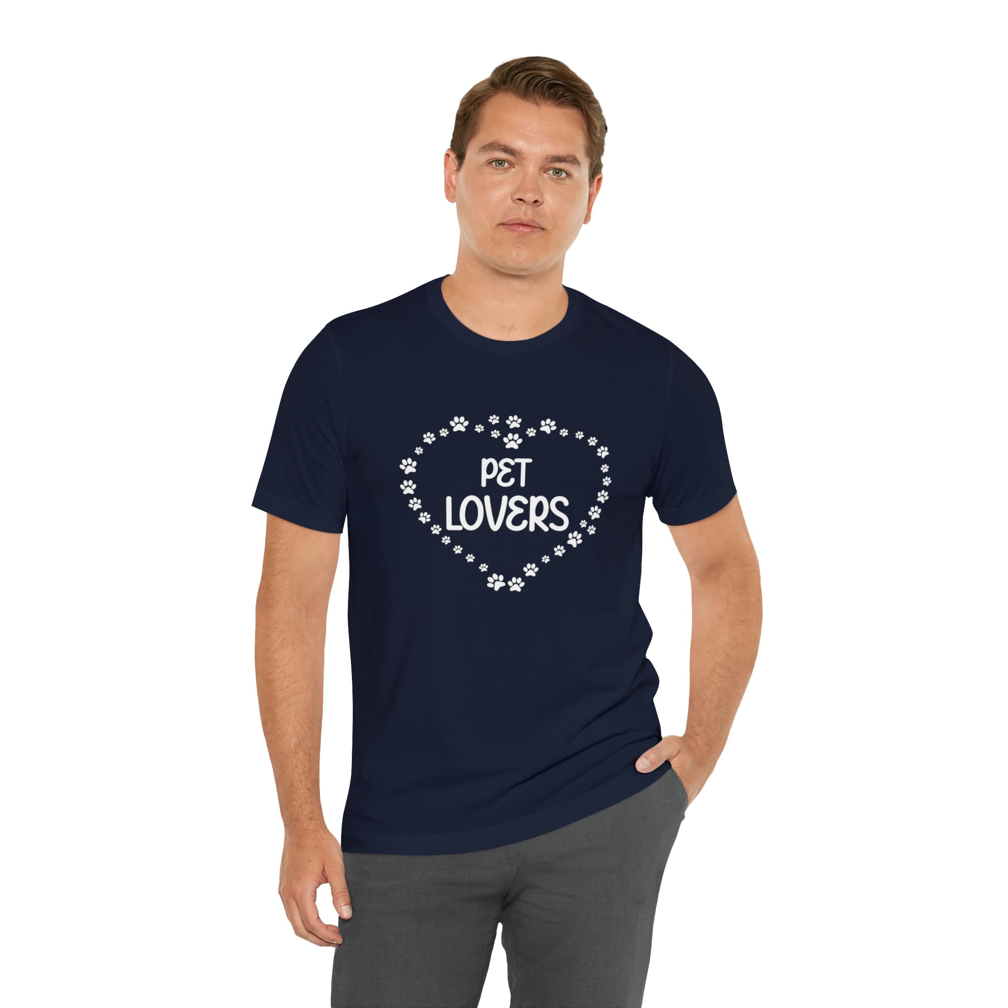 Pet Lovers With Paw Heart - Unisex Jersey Short Sleeve Tee