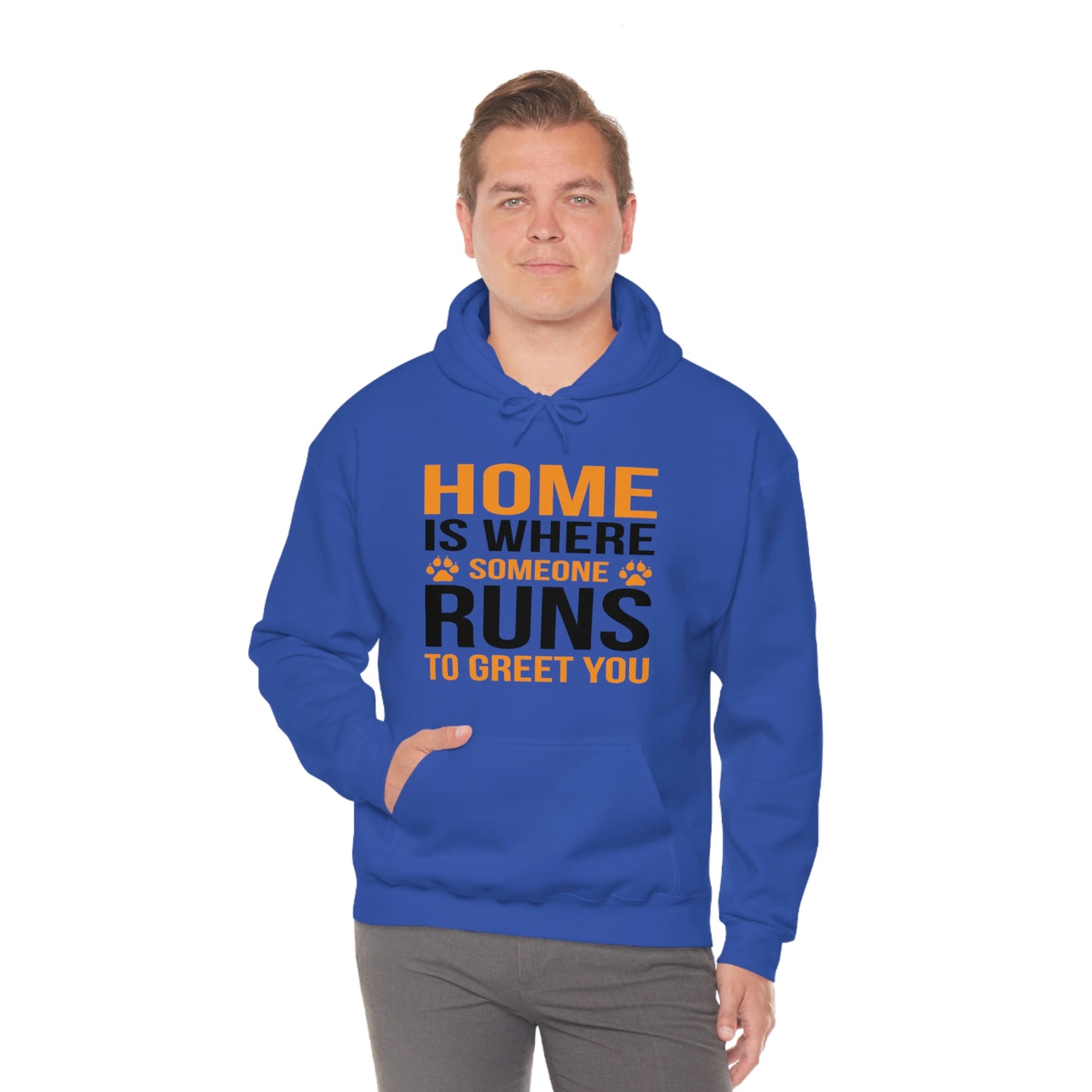 Home Is Where Someone Runs To Greet You - Unisex Heavy Blend™ Hooded Sweatshirt