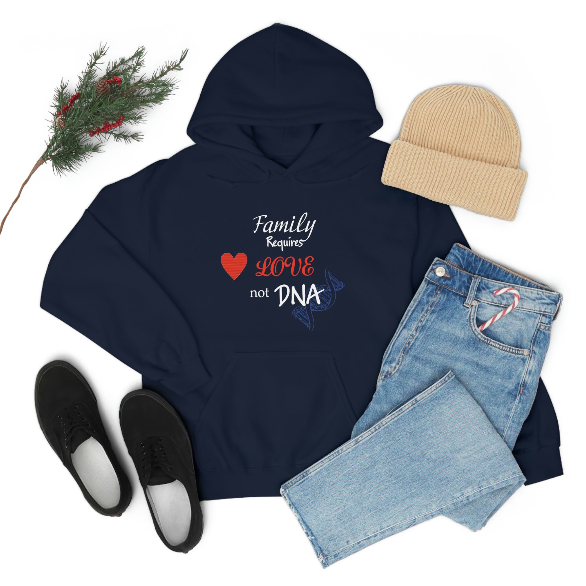 Family Requires Love Not DNA - Unisex Heavy Blend™ Hooded Sweatshirt