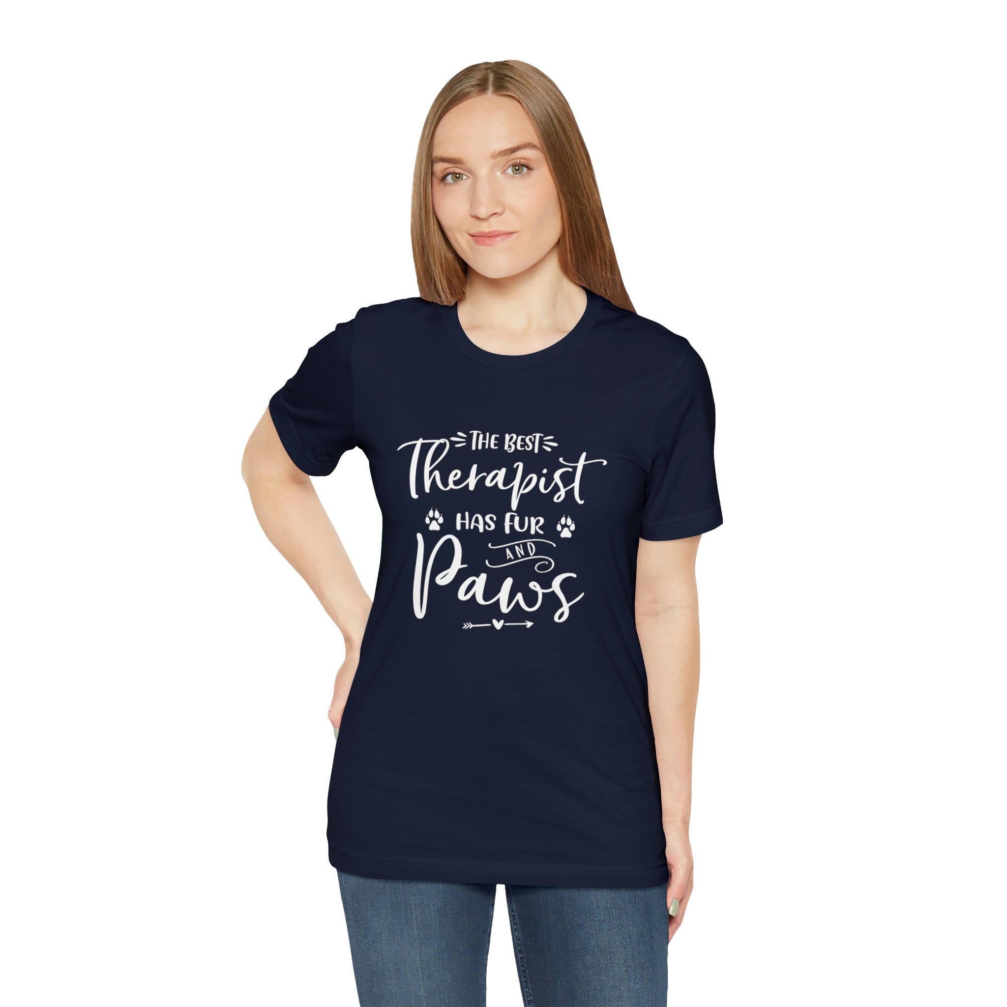The Best Therapist Has Fur & Paws - Unisex Jersey Short Sleeve Tee