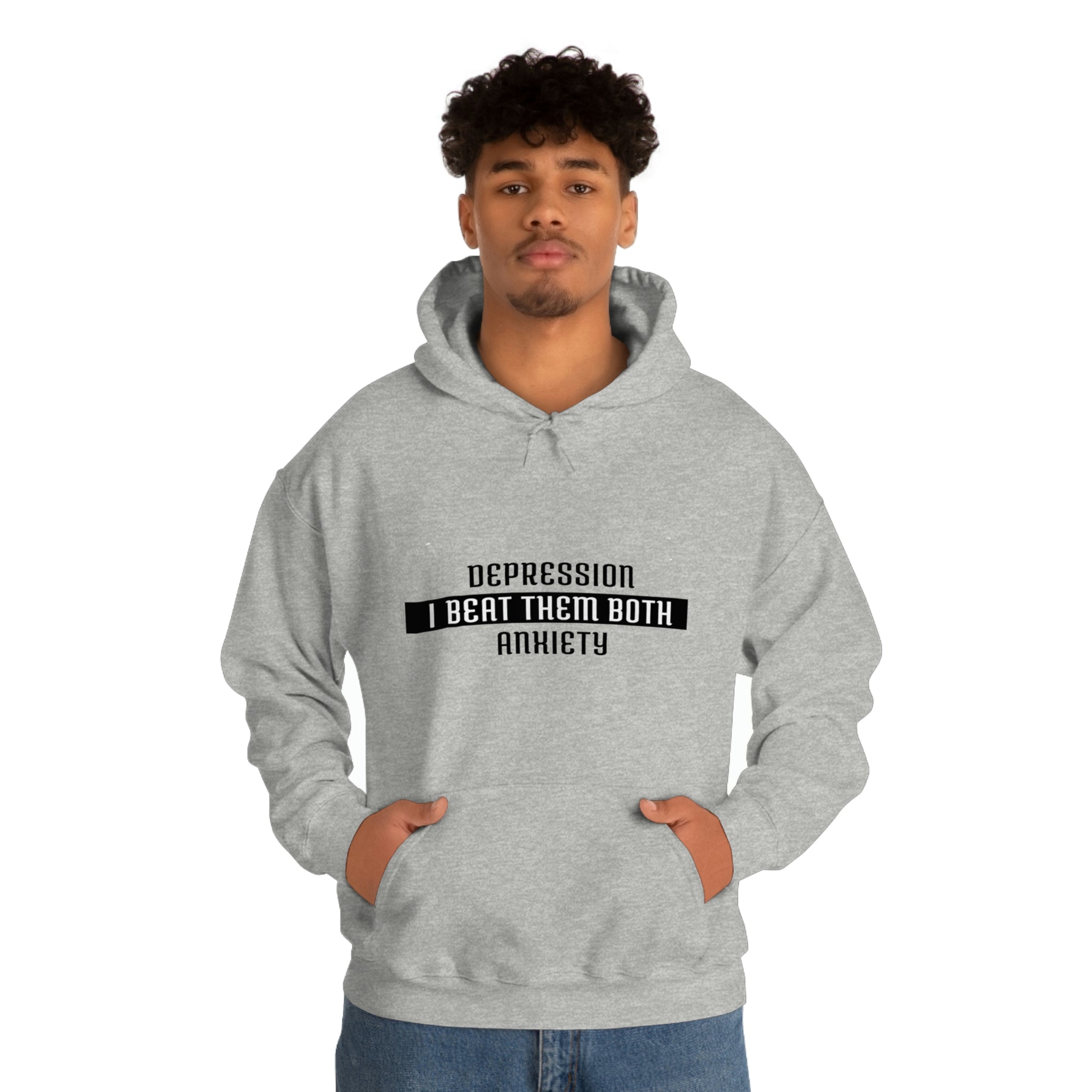 Depression & Anxiety I Beat Them Both - Unisex Heavy Blend™ Hooded Sweatshirt