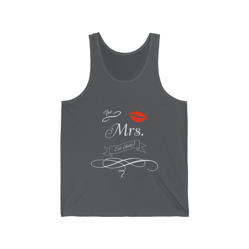 The Mrs. Established Wedding Date Customizable - Unisex Jersey Tank Top