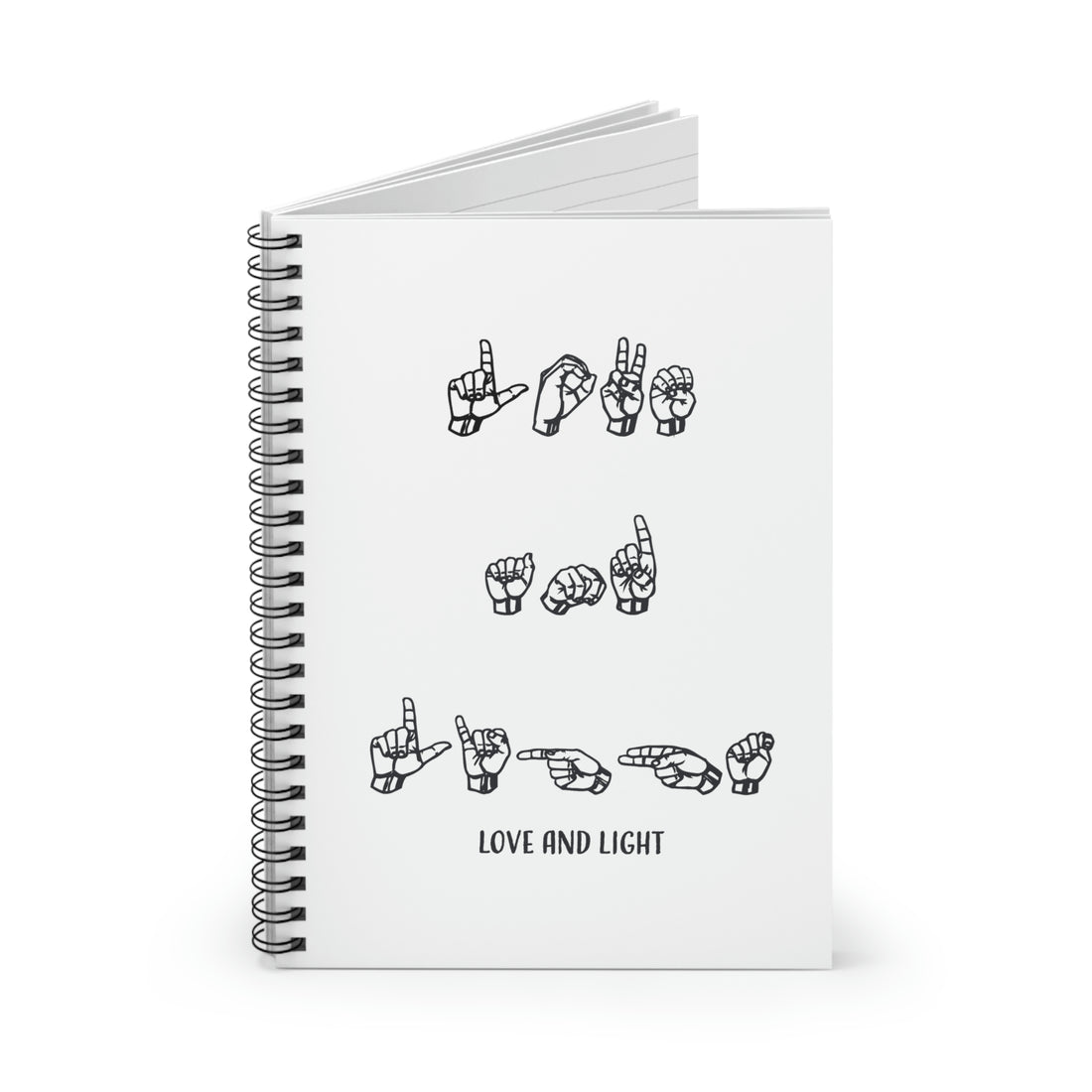 ASL - Love & Light - Spiral Notebook - Ruled Line