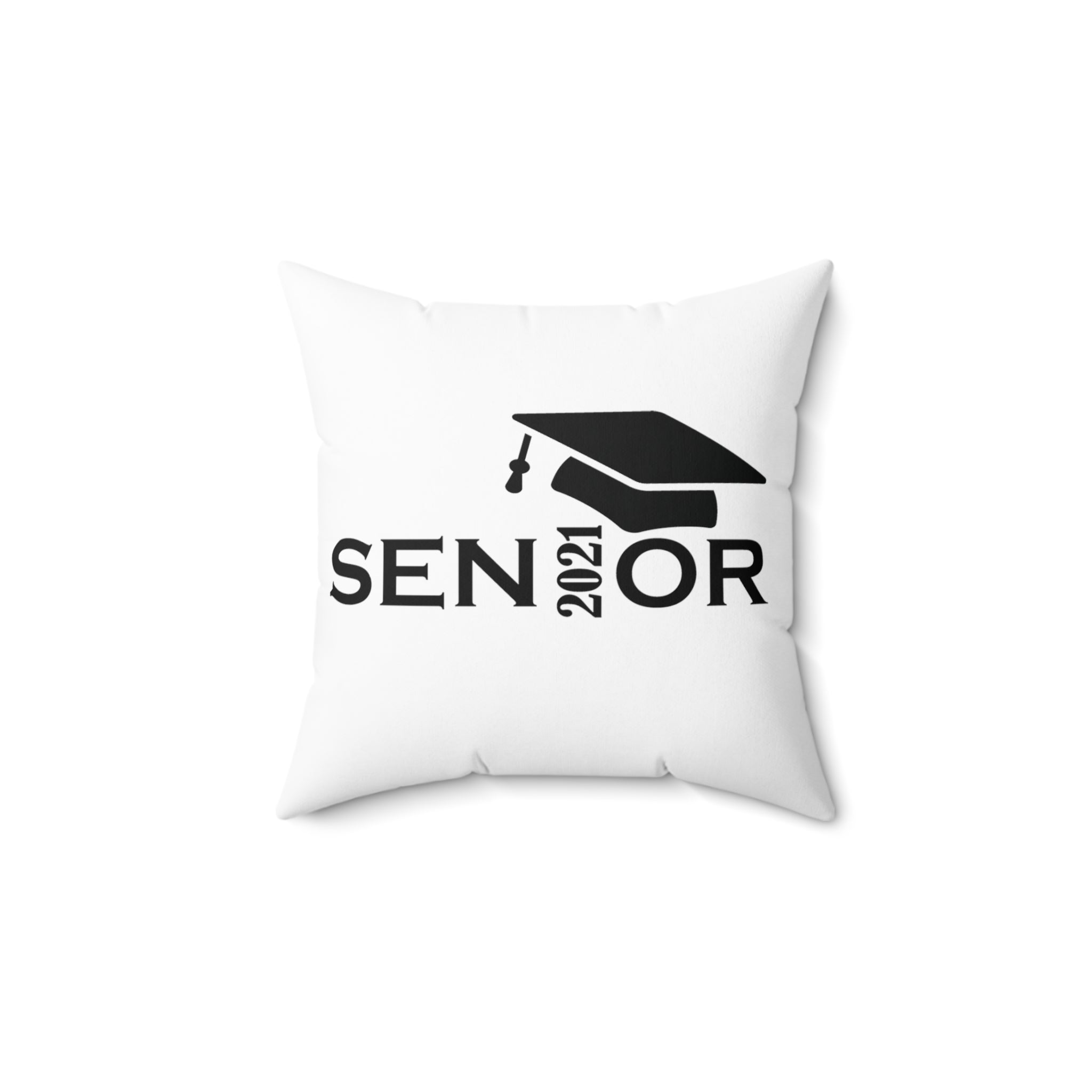 Senior Cap With Class Year Customizable - White Pillow