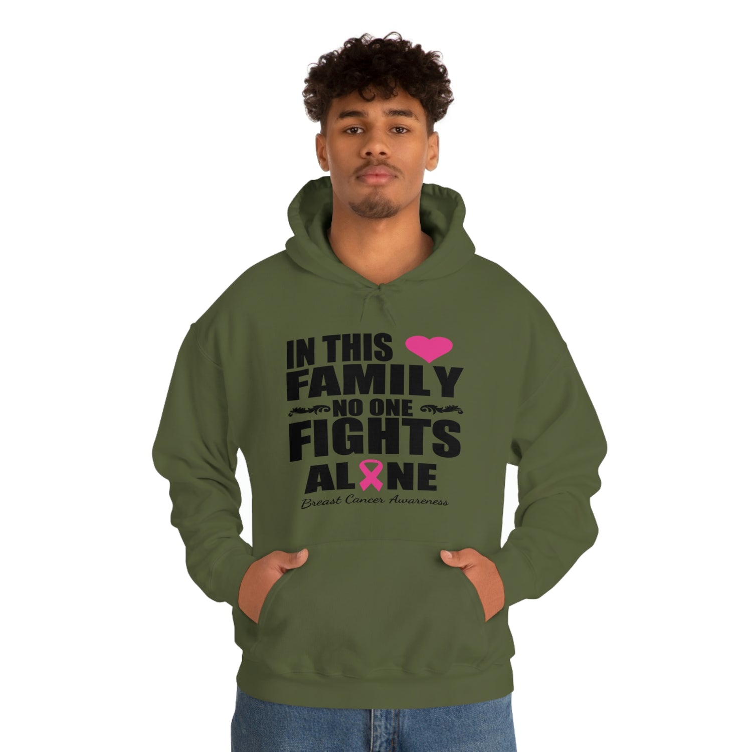 In This Family No One Fights Alone - Unisex Heavy Blend™ Hooded Sweatshirt