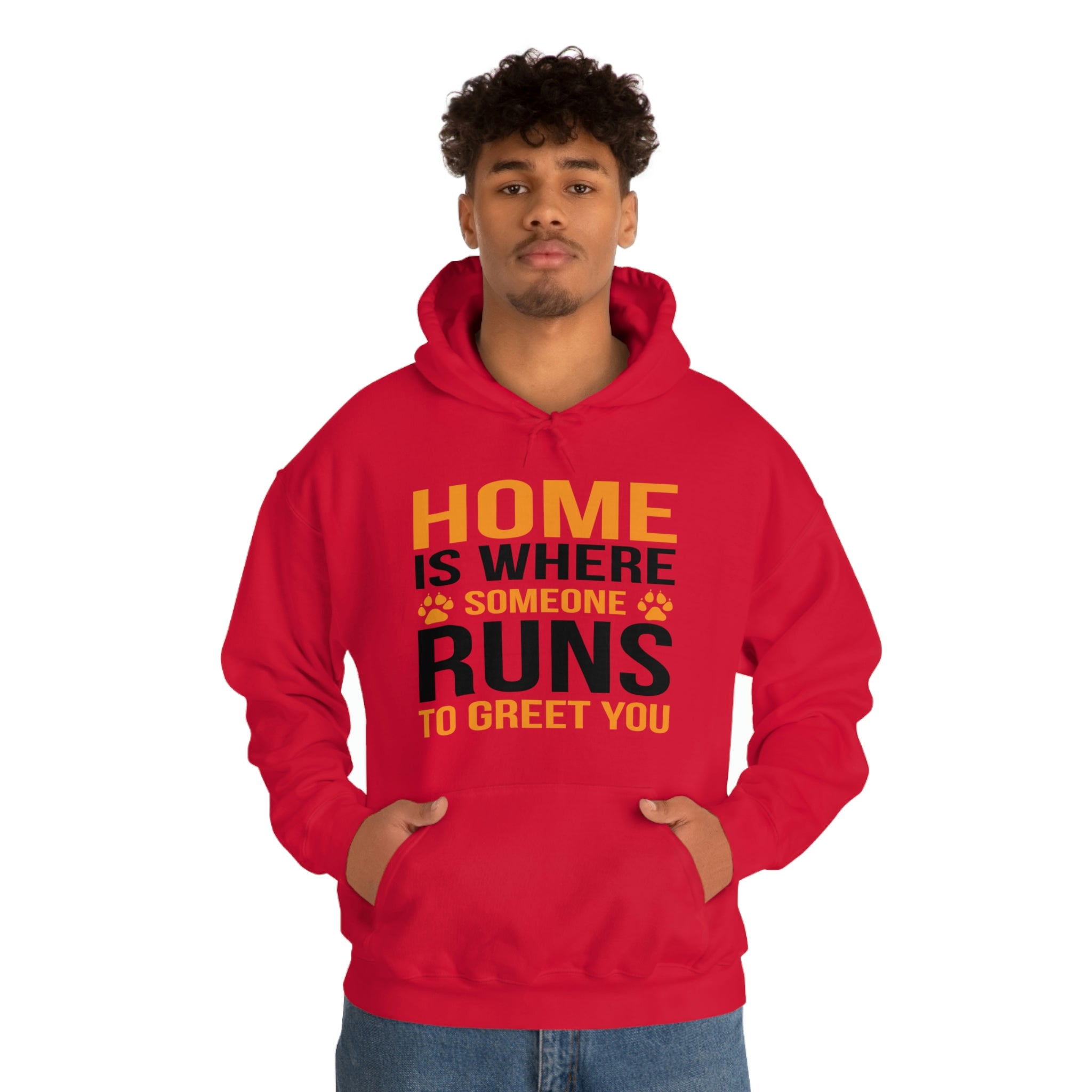 Home Is Where Someone Runs To Greet You - Unisex Heavy Blend™ Hooded Sweatshirt
