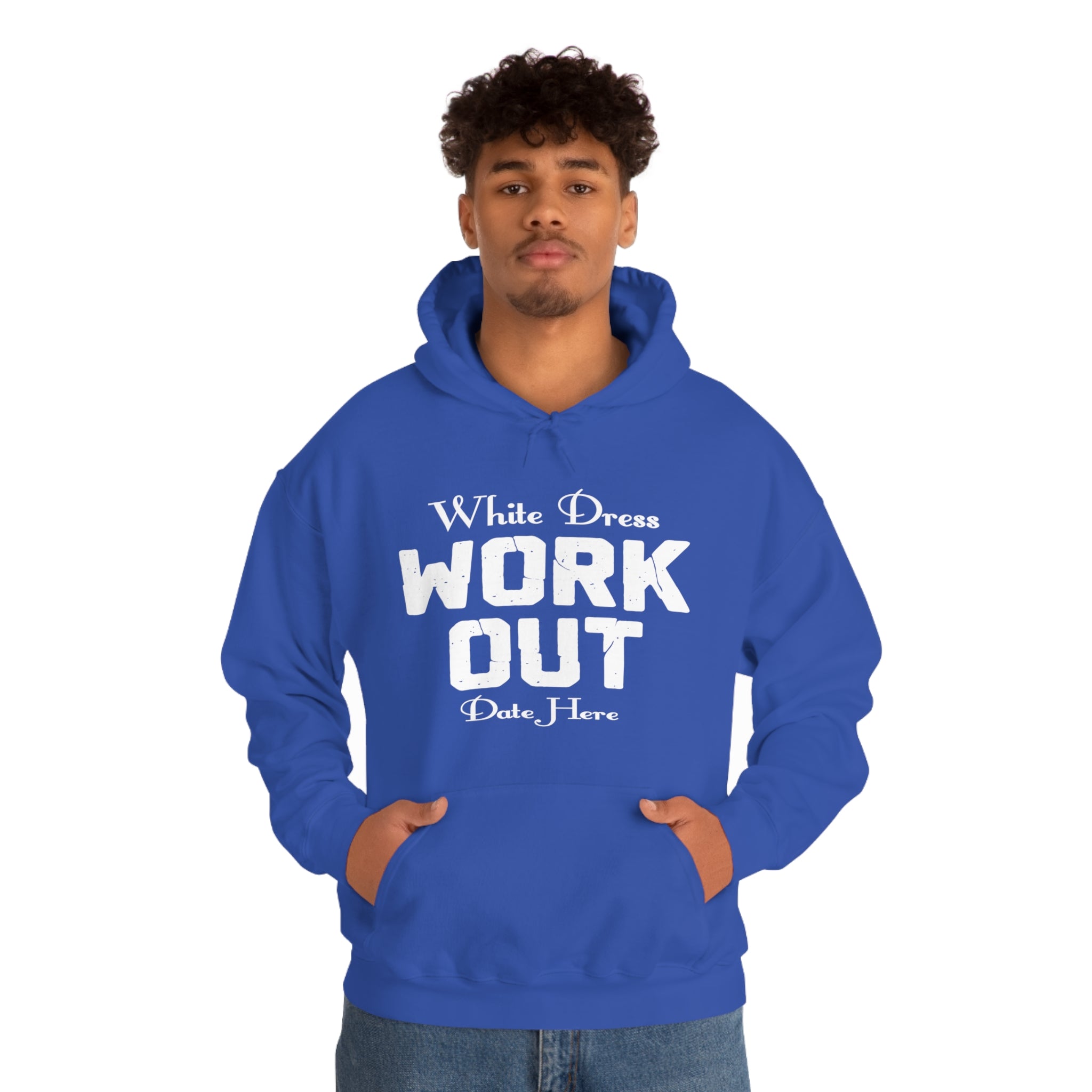 White Dress Work Out Wedding Date Customizable - Unisex Heavy Blend™ Hooded Sweatshirt