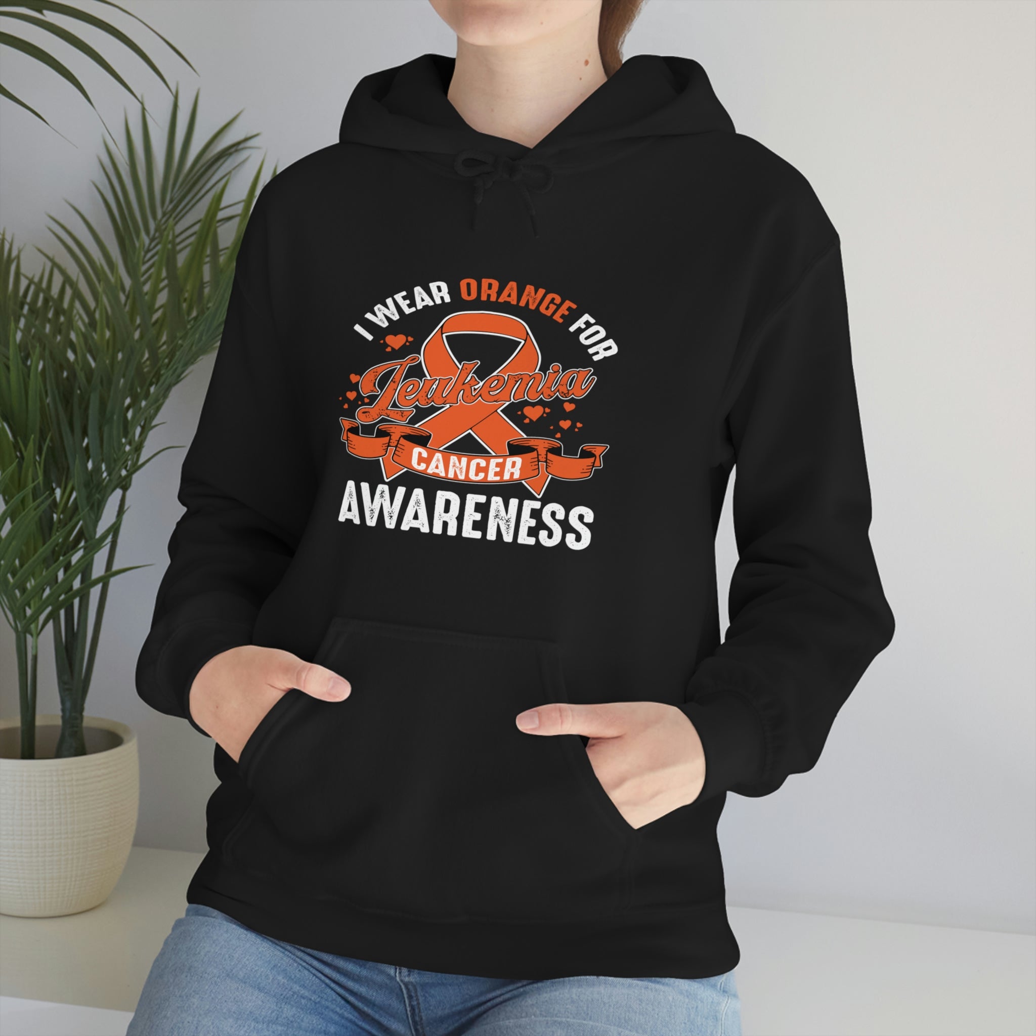 I Wear Orange For Leukemia Cancer Awareness - Unisex Heavy Blend™ Hooded Sweatshirt