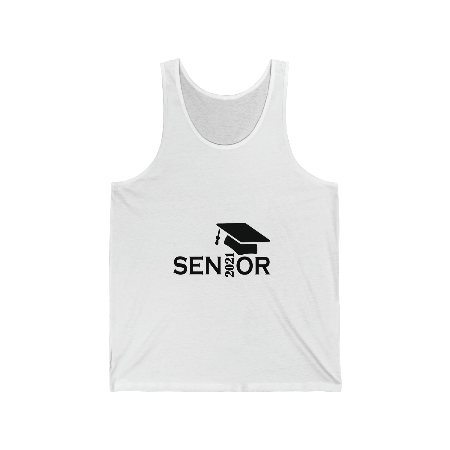 Senior Cap With Class Year Customizable - Unisex Jersey Tank Top