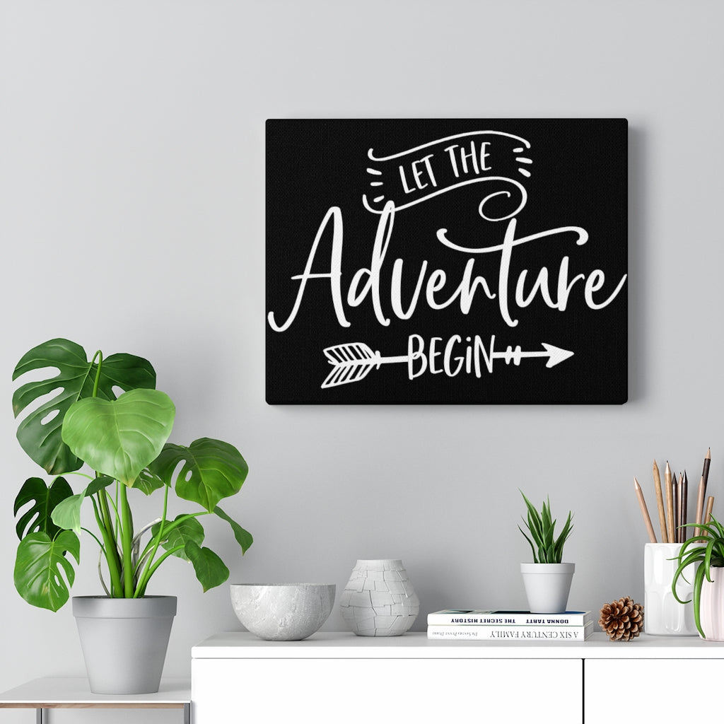 Let The Adventure Begin - Black Canvas Print